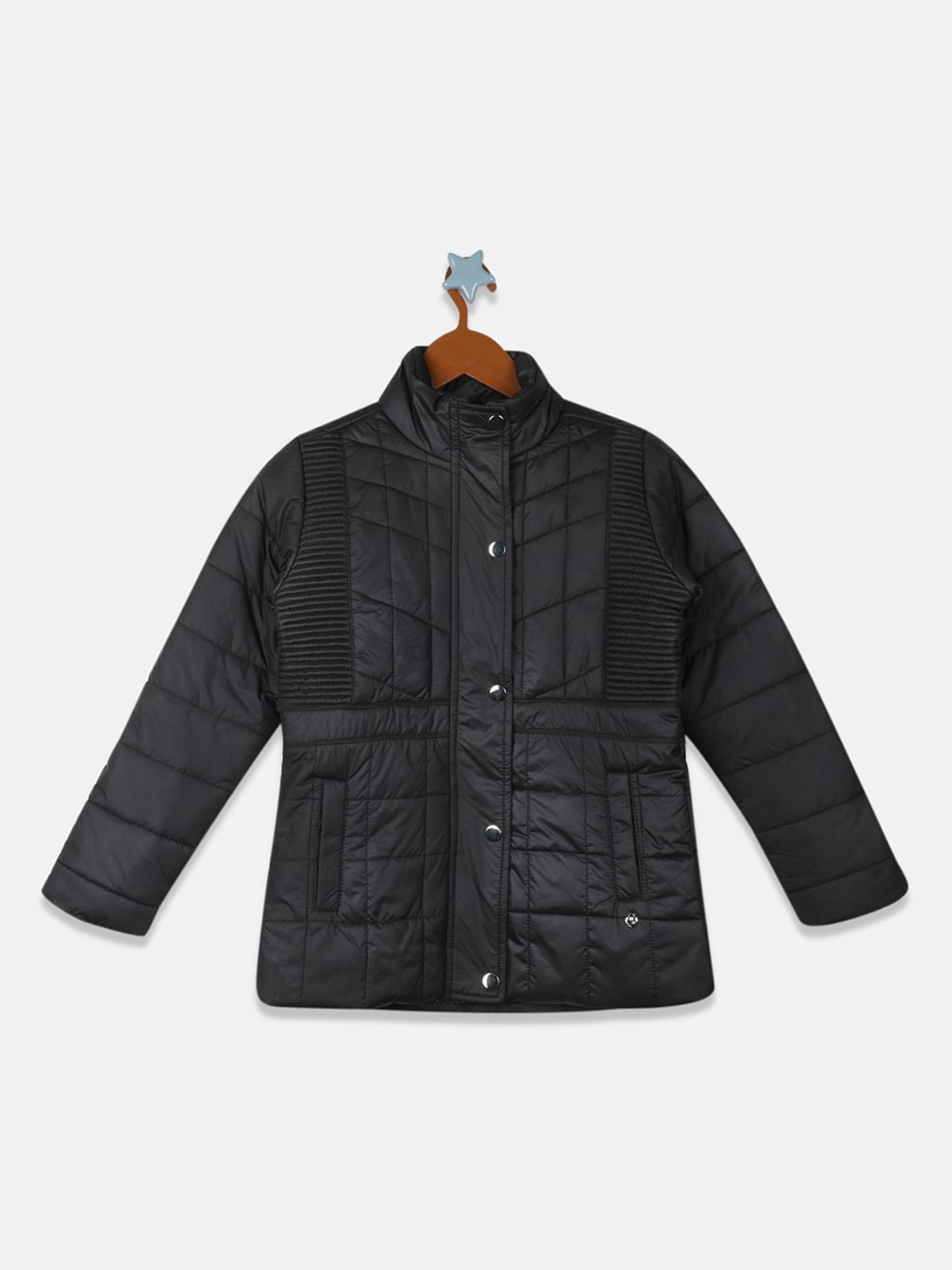 

Monte Carlo Girls Black Lightweight Padded Jacket with Patchwork