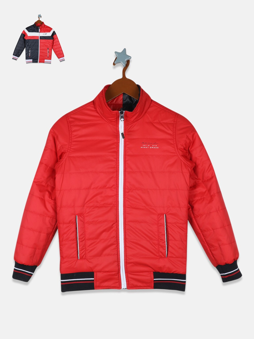 

Monte Carlo Boys Red Colourblocked Reversible Padded Jacket with Patchwork