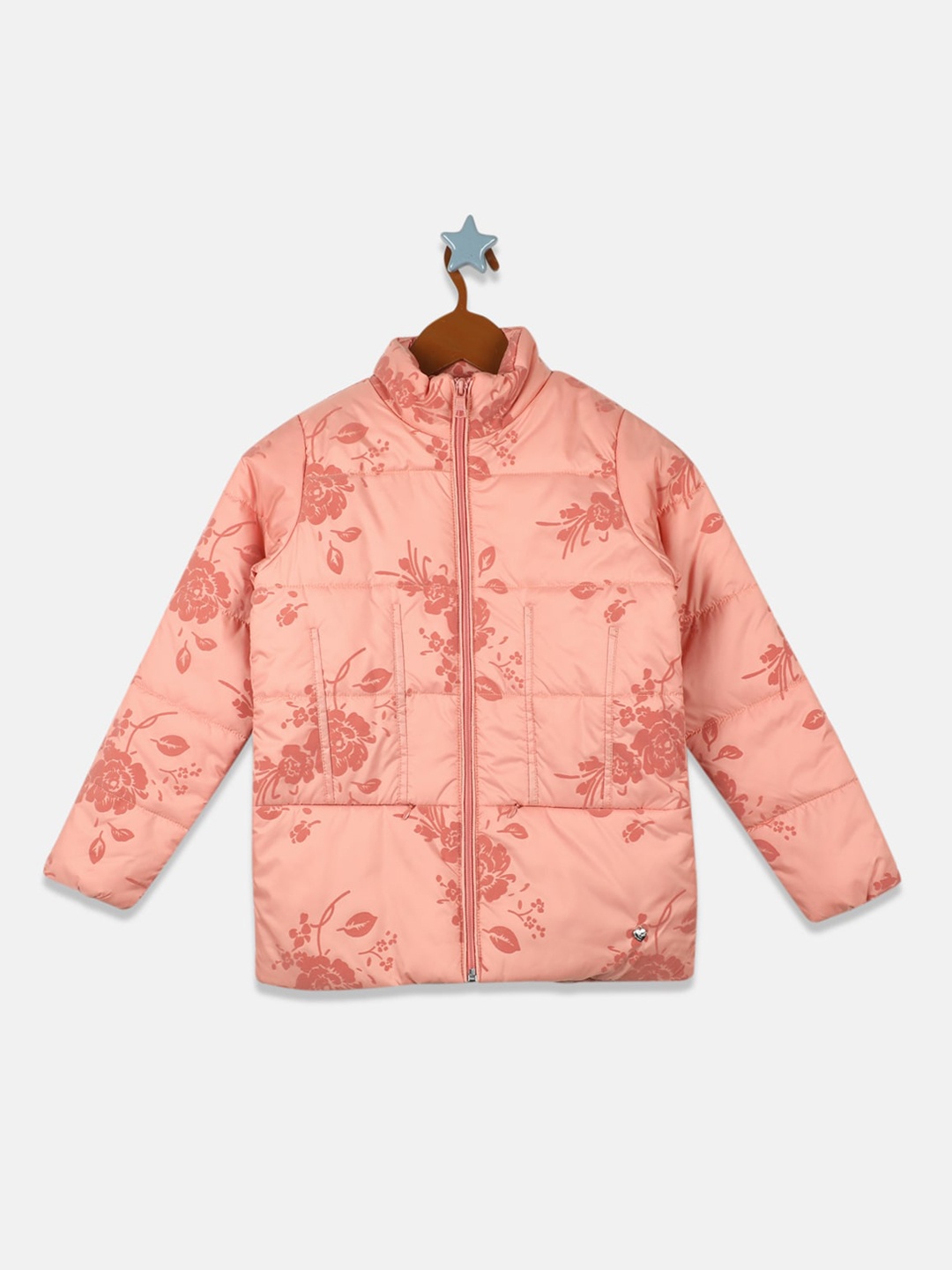 

Monte Carlo Girls Coral Floral Printed Lightweight Bomber Jacket