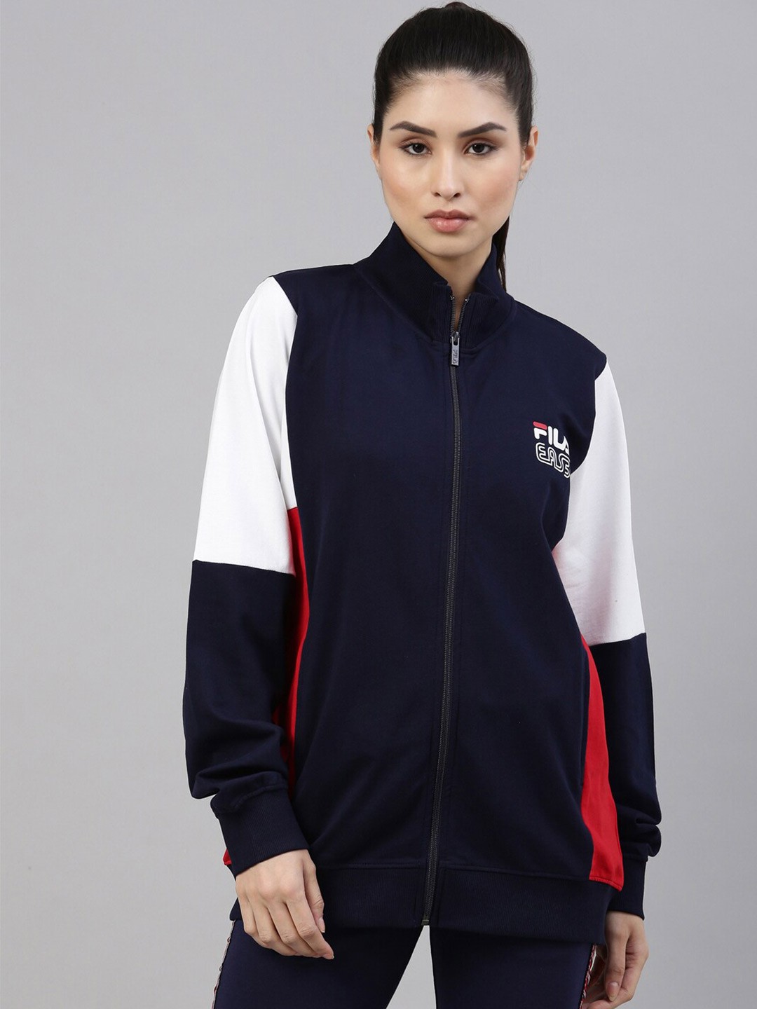 

FILA Women Blue Colourblocked Sweatshirt