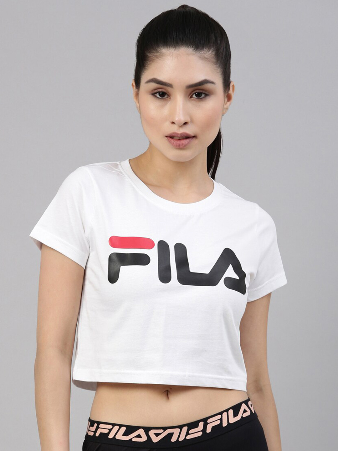

FILA White & Blue Print Crop Top