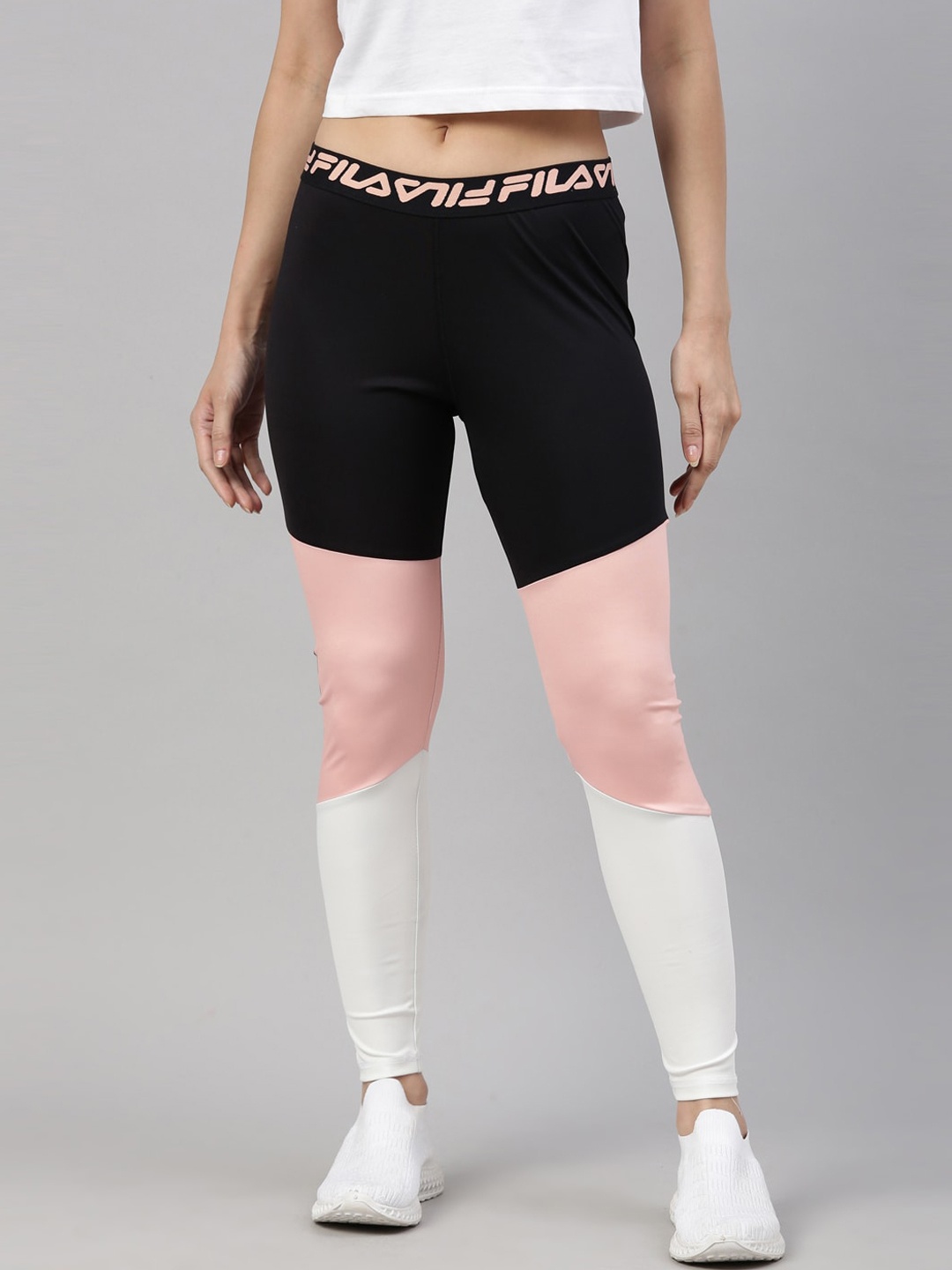 

FILA Women Black Colourblocked Slim Fit Sports Track Pants