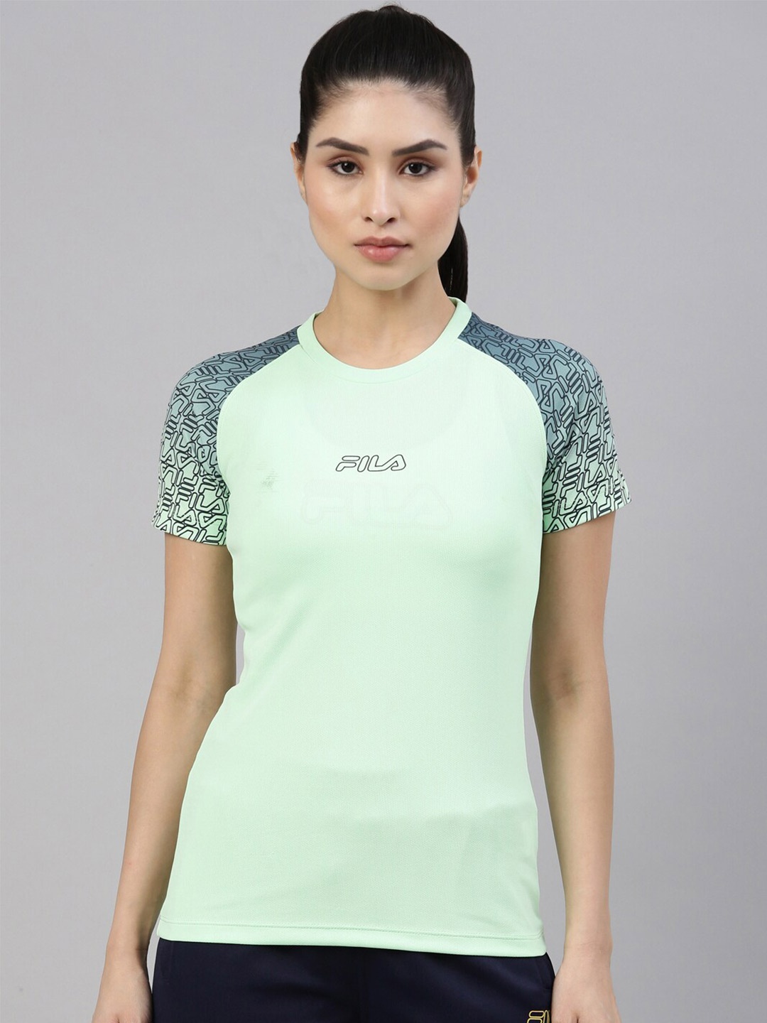 

FILA Women Grey Brand Logo Printed T-shirt