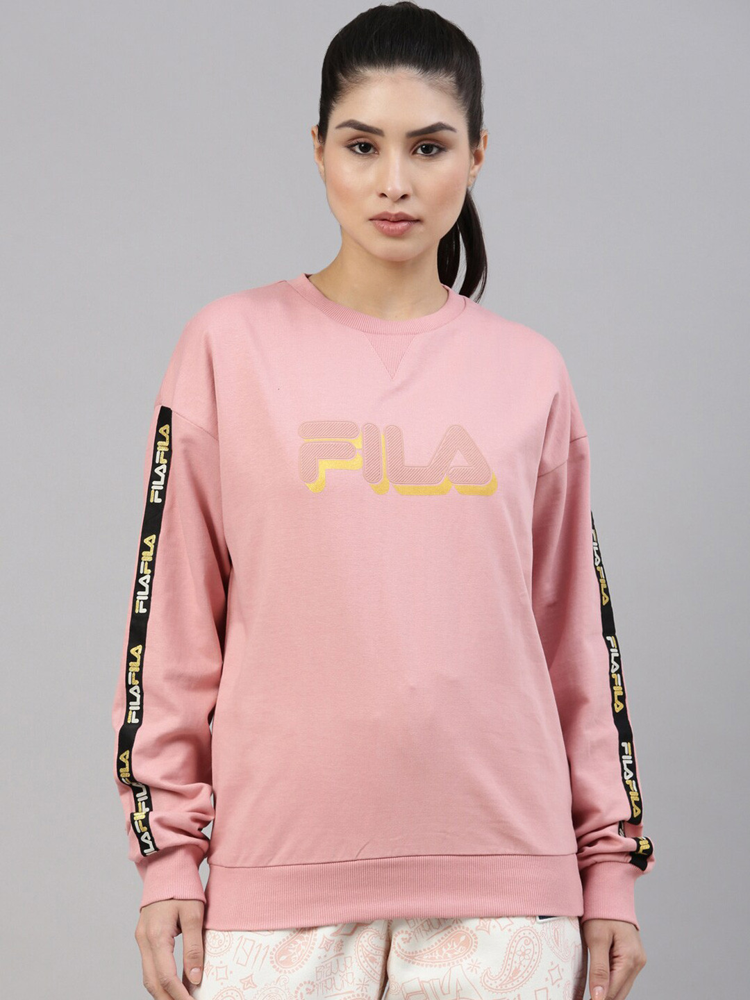 

FILA Women Pink Printed Sweatshirt