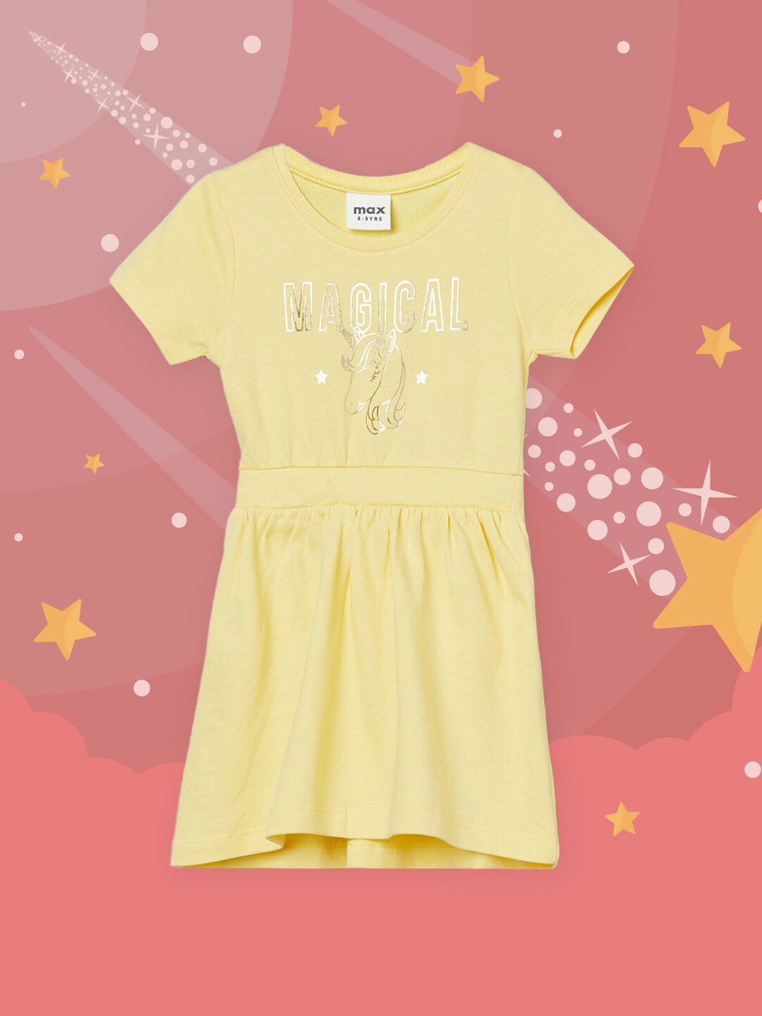 

Max Girls Yellow Printed Longline Top
