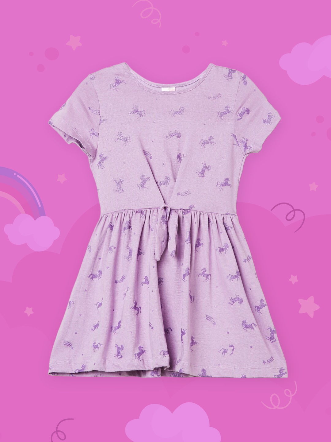 

max Girls Purple Printed Pure Cotton Empire Top
