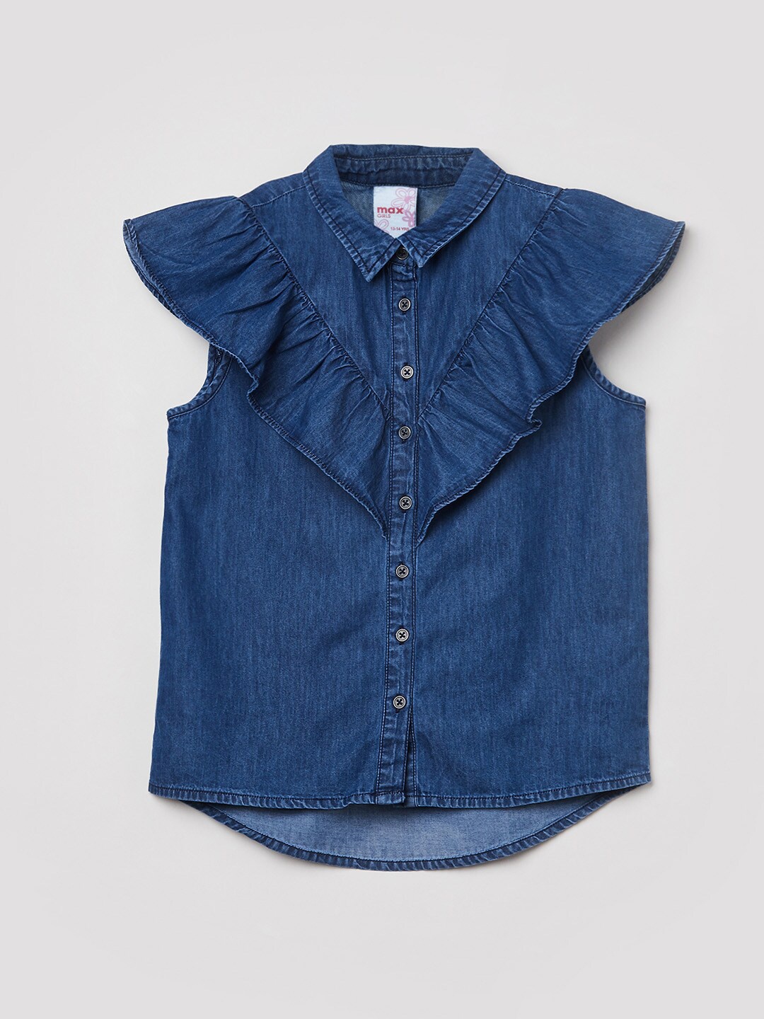 

max Blue Pure Cotton Shirt Style Top