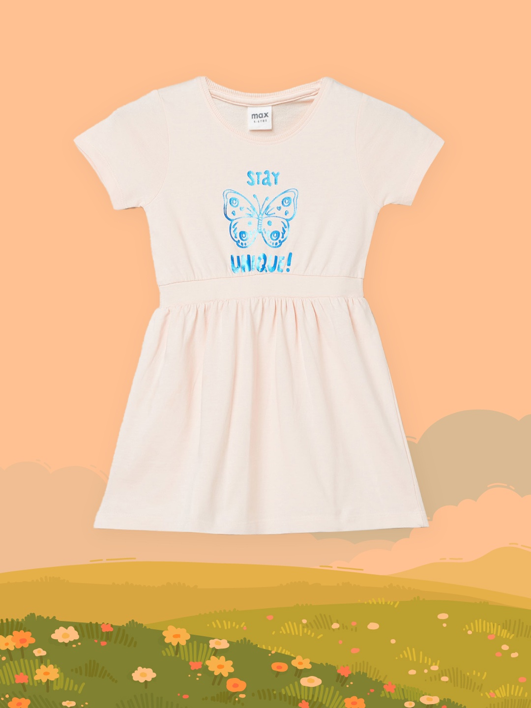 

max Girls Pink Printed Pure Cotton Top