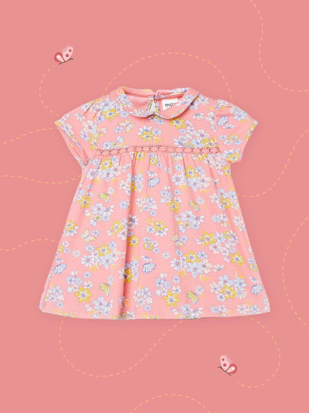

max Pink Floral Print Peter Pan Collar Pure Cotton Top