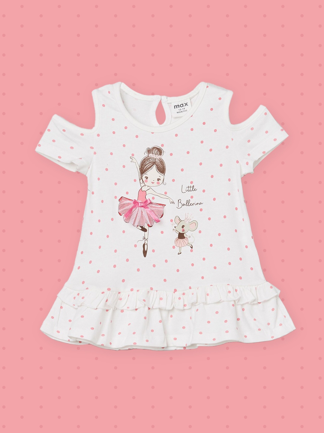

max White & Pink Pure Cotton Print Top