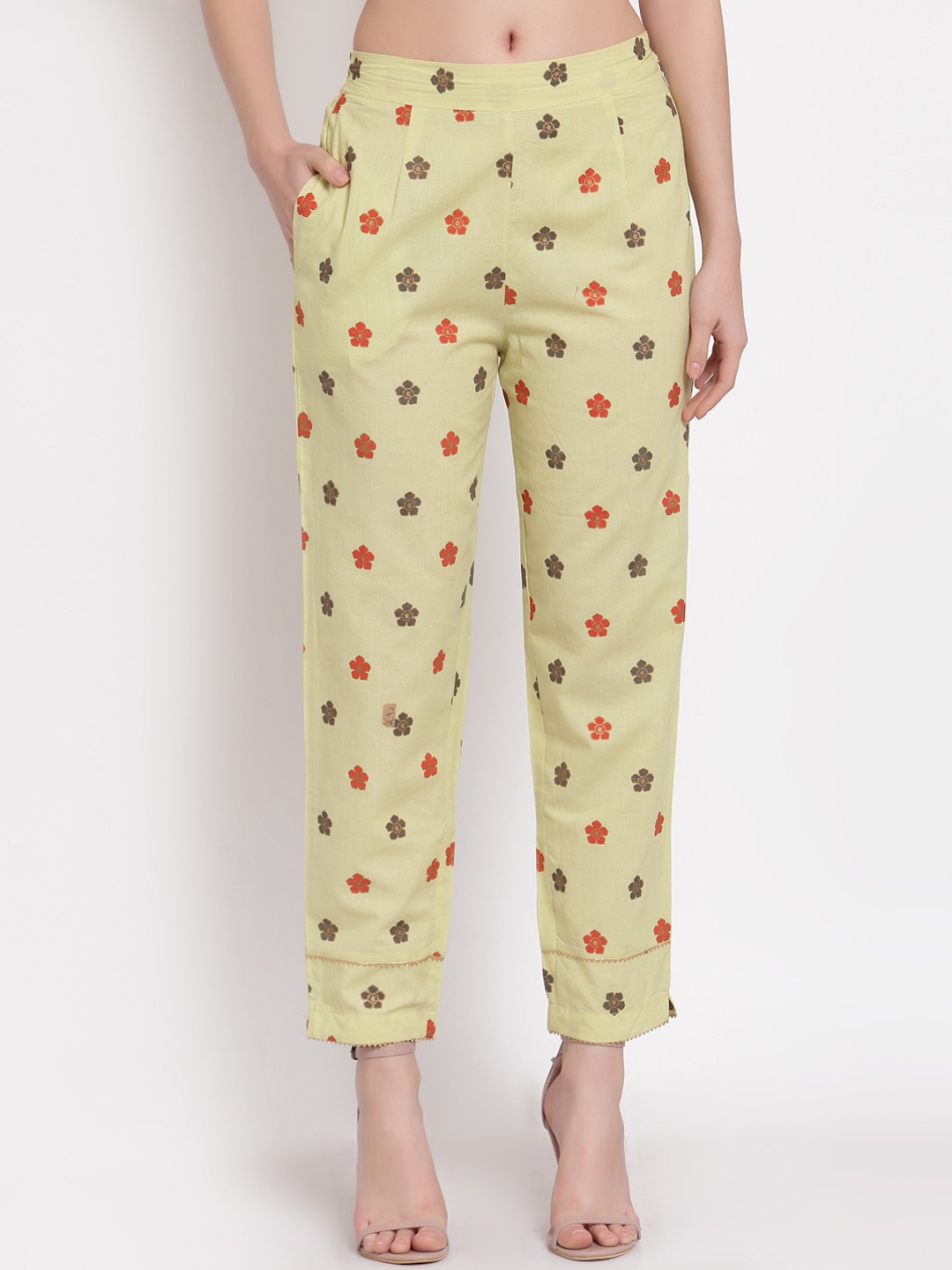 

Indibelle Women Green Polka Dot Printed Trousers