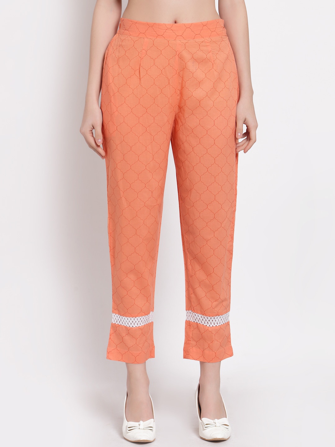 

Indibelle Woman Peach-Coloured Peg Trousers