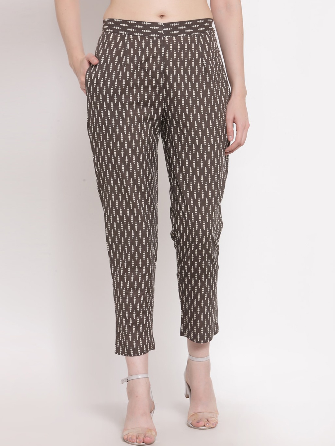 

Indibelle Women Coffee Brown Printed Trousers