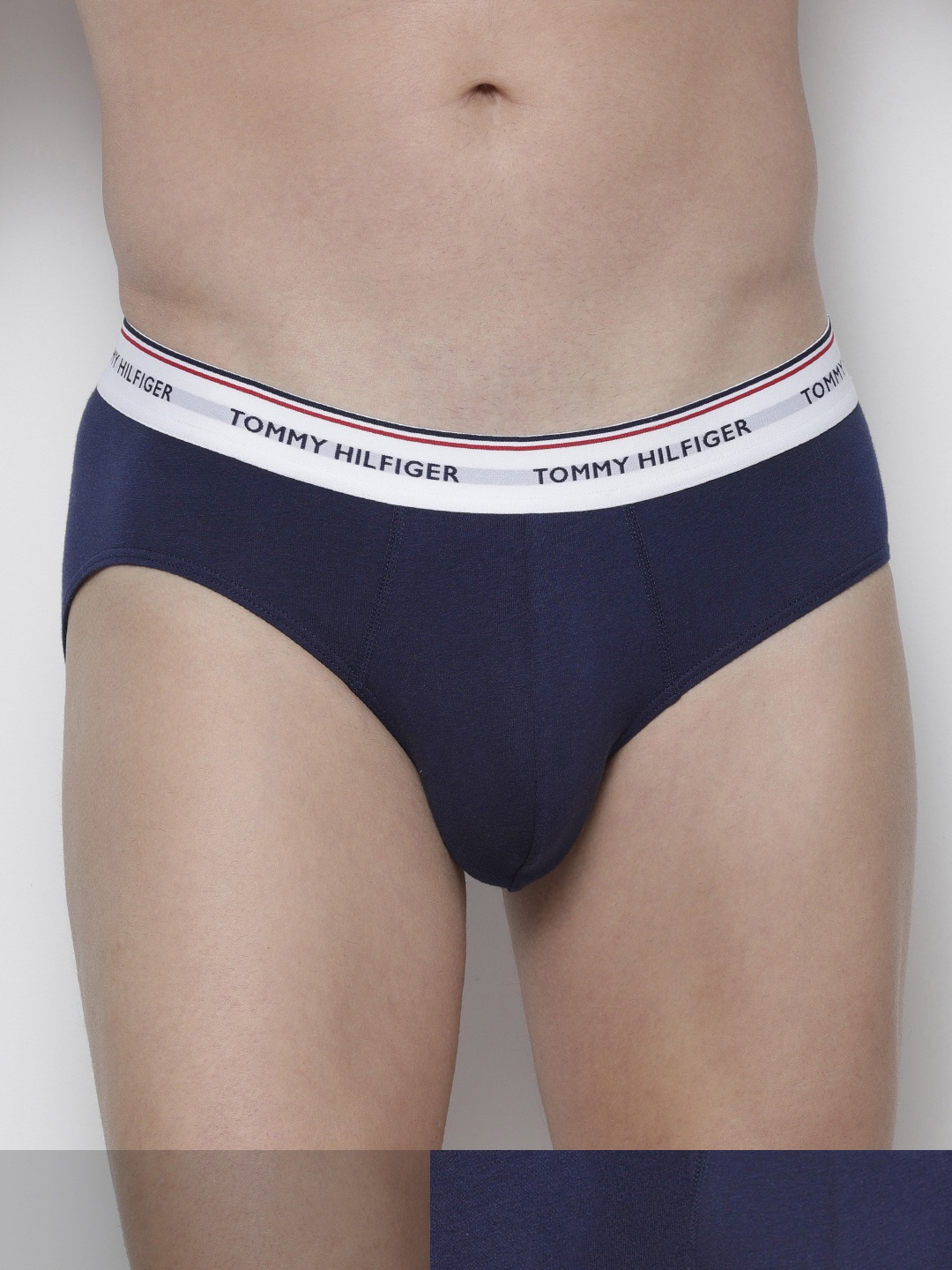 

Tommy Hilfiger Men Multi Typography Printed Casual Brief Pack of 3, Navy blue