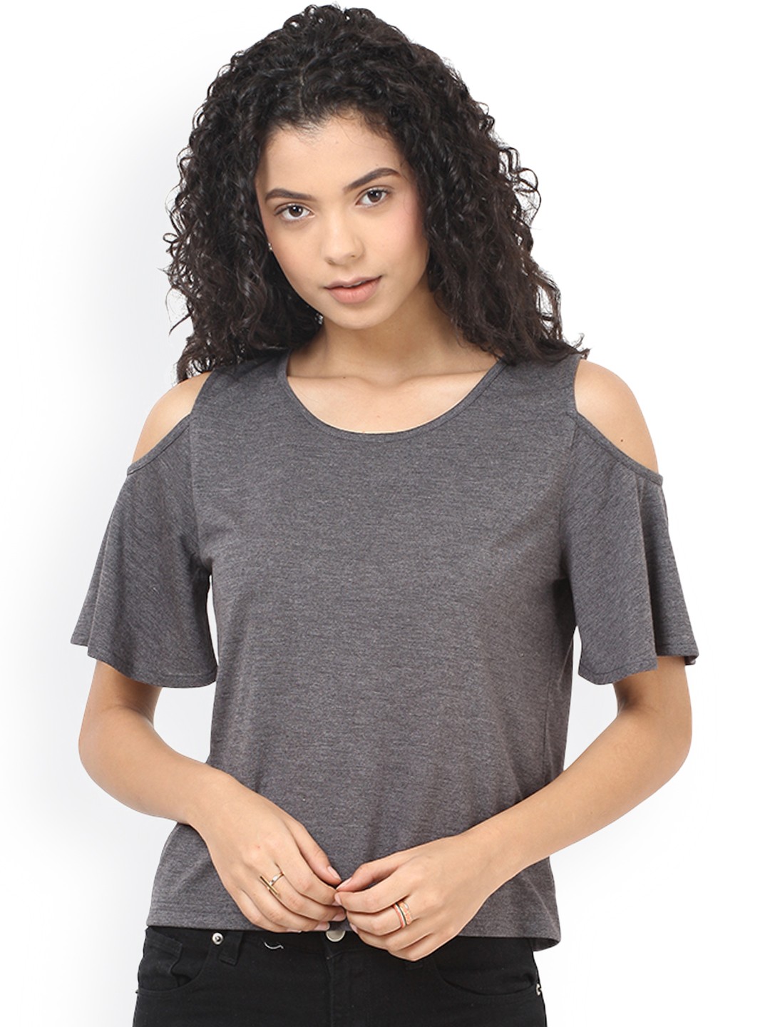 

Besiva Women Grey Solid Regular Top