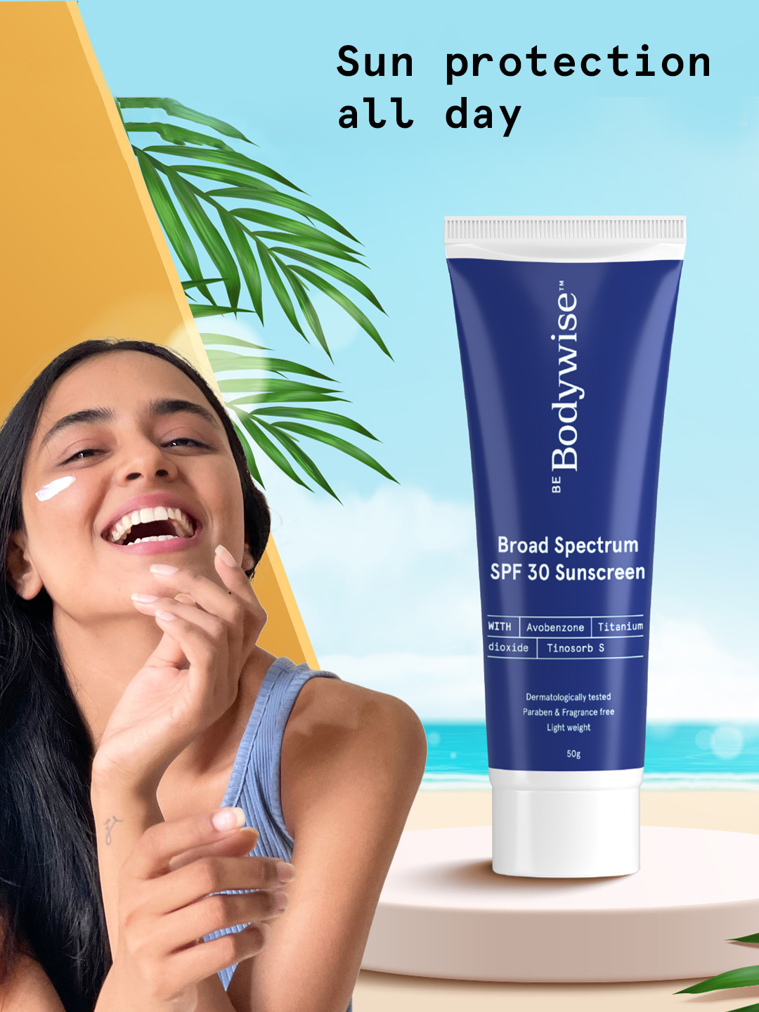 

Be Bodywise Broad Spectrum SPF 30 Sunscreen With Avobenzone 50g, Blue