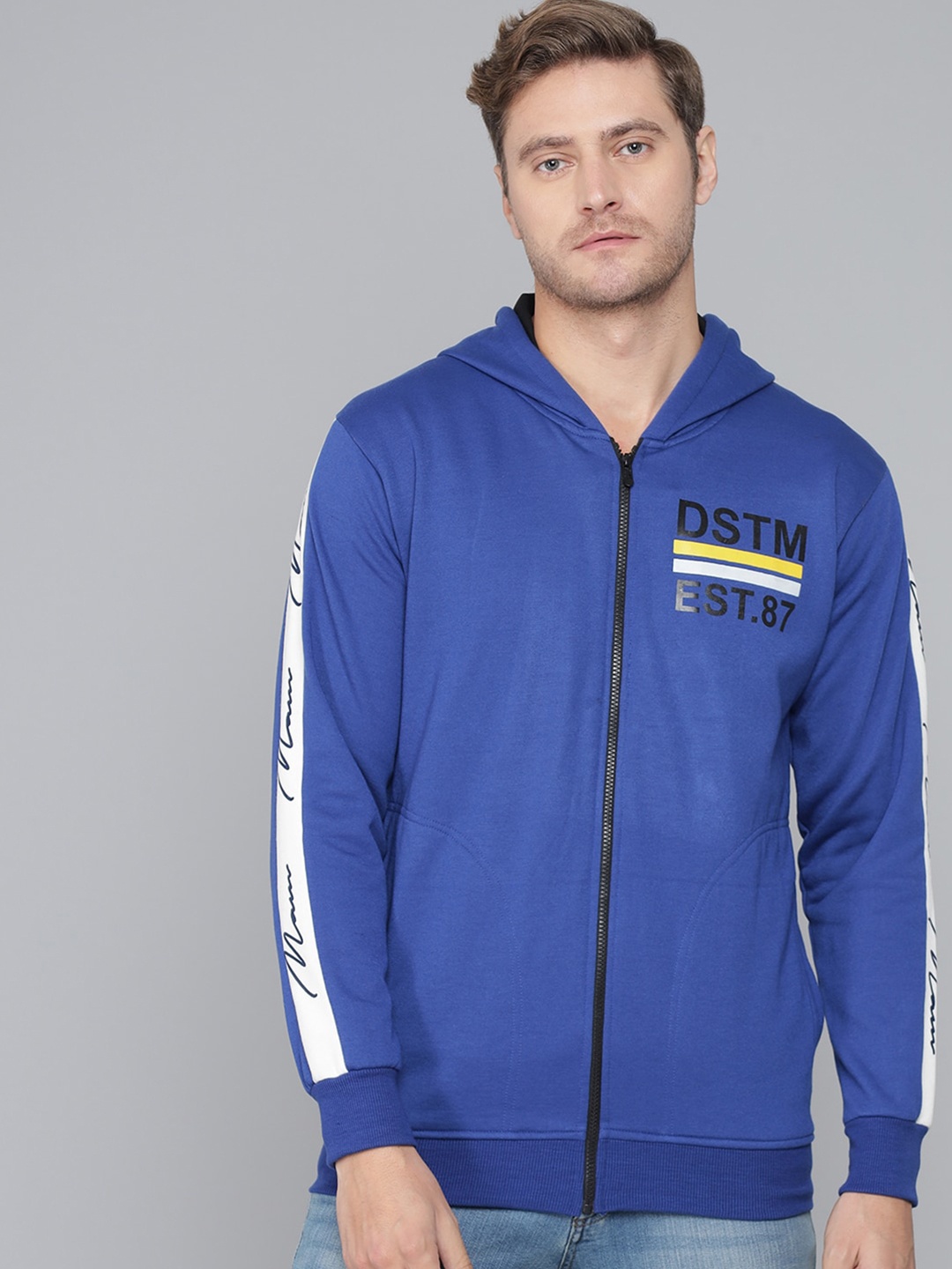 

ahhaaaa Men Blue Hooded Sweatshirt