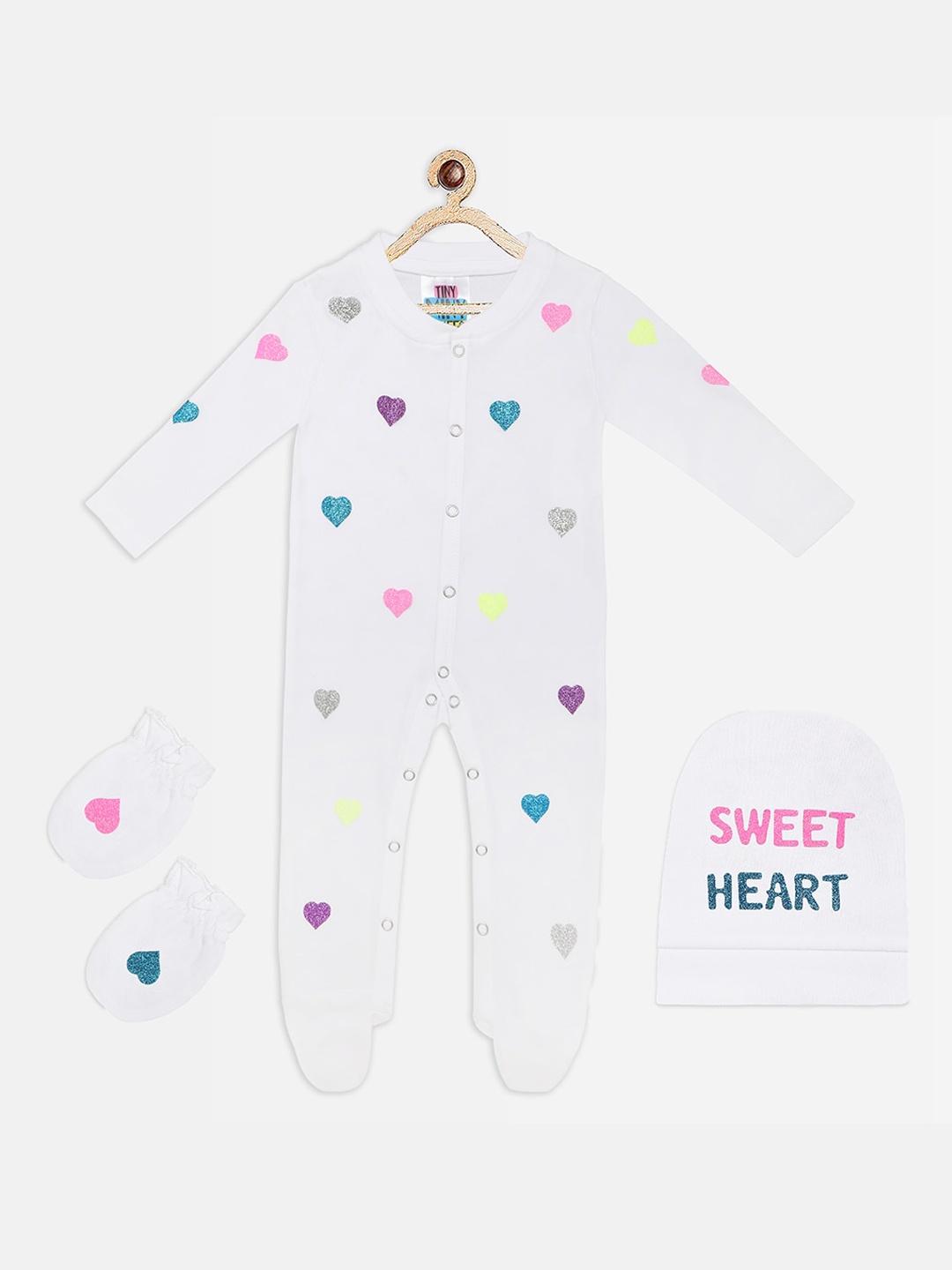

TINY MINY ME Kids White Printed Sleepsuit