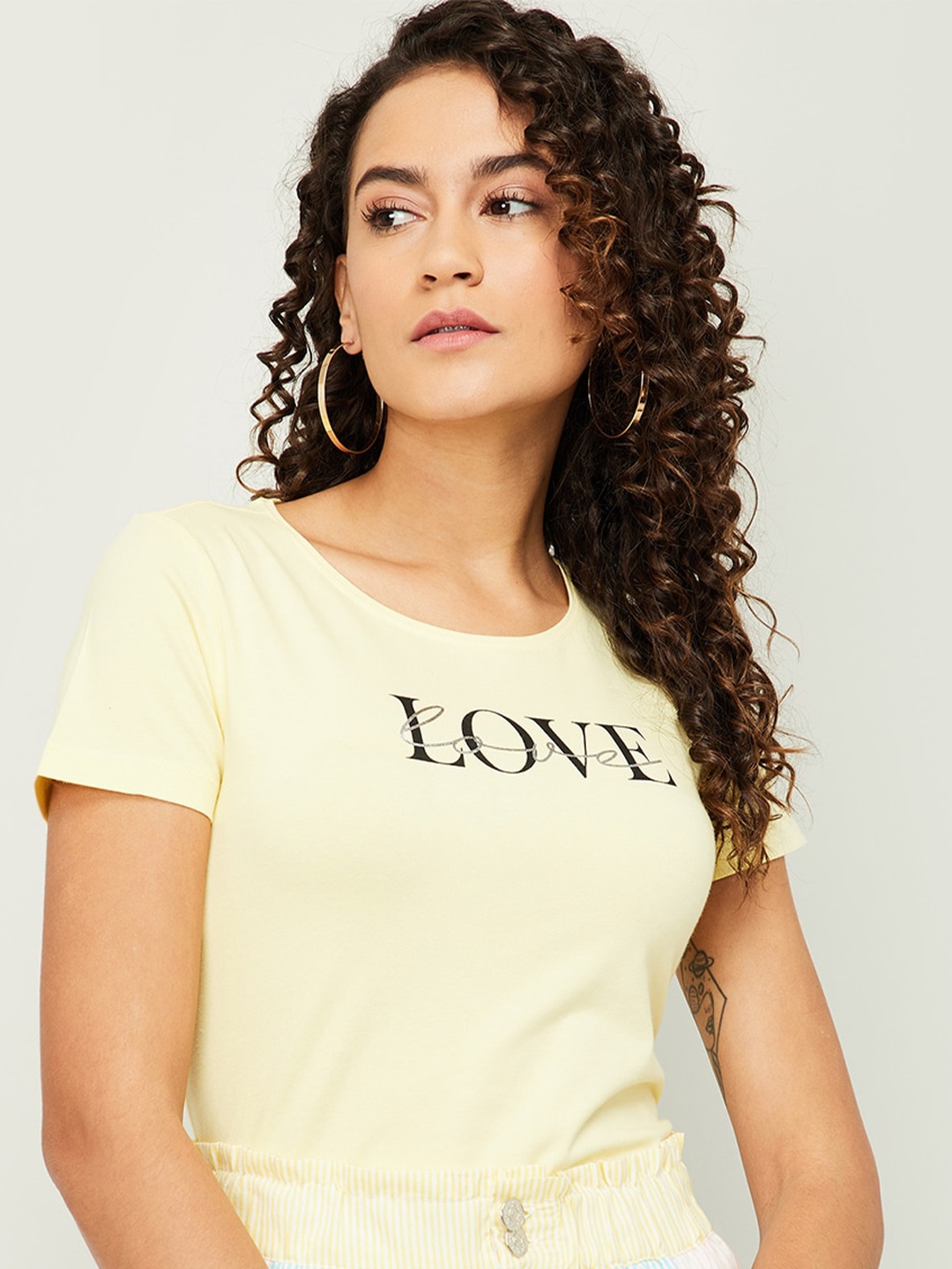 

Fame Forever by Lifestyle Yellow Print Top