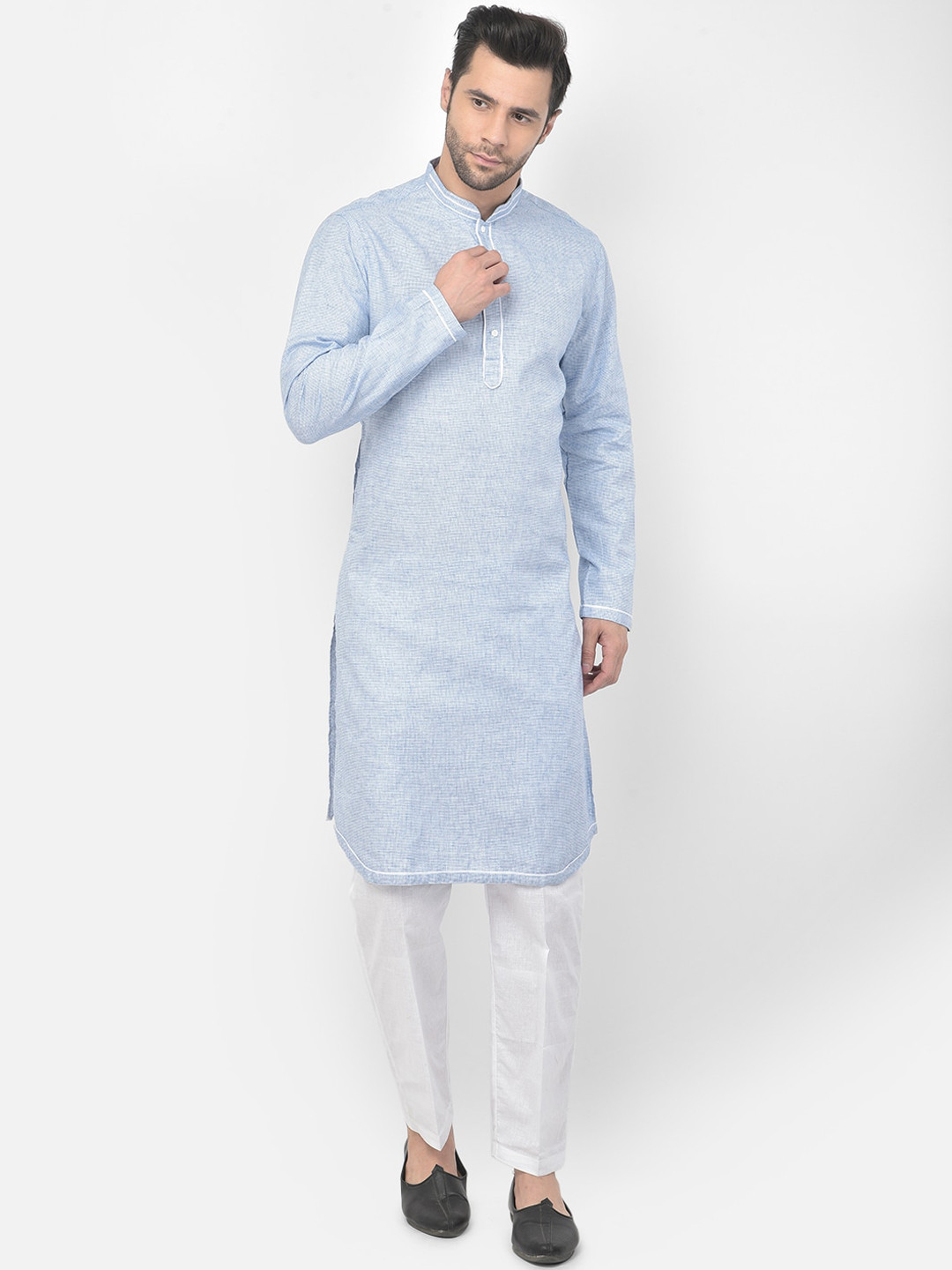 

DEYANN Men Blue Pure Cotton Kurta with Trousers