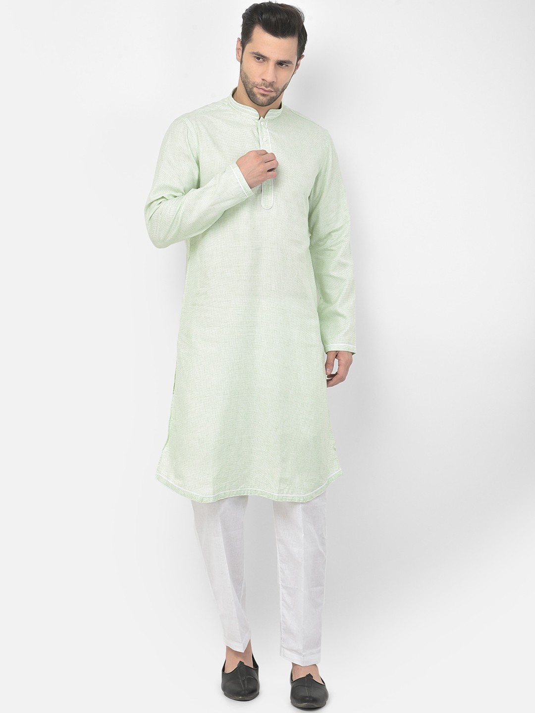 

DEYANN Men Sea Green Pure Cotton Kurta with Trousers