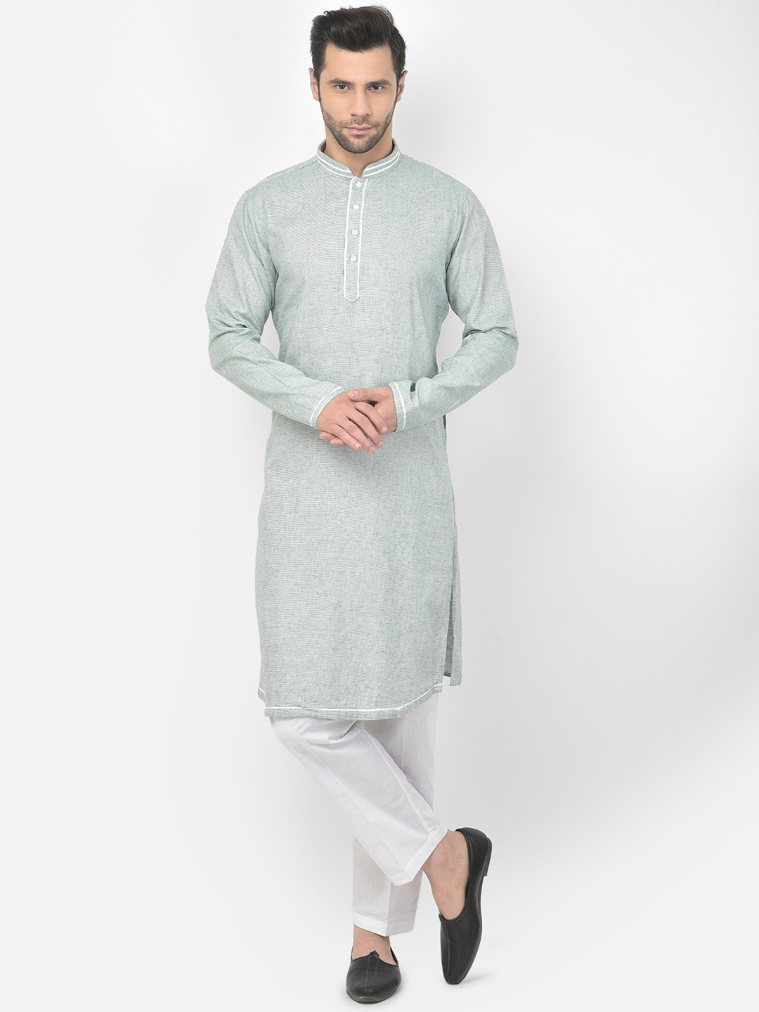 

DEYANN Men Blue & White Pure Cotton Kurta With Pyjamas