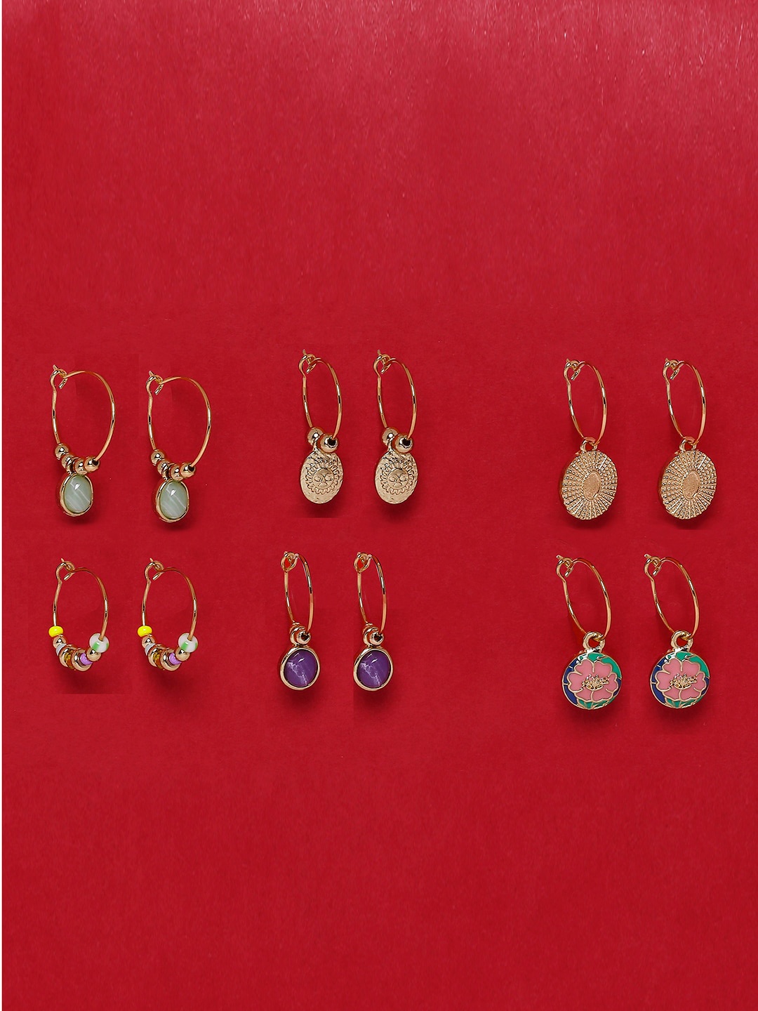 

Lilly & sparkle Gold-Toned Contemporary Hoop Earrings
