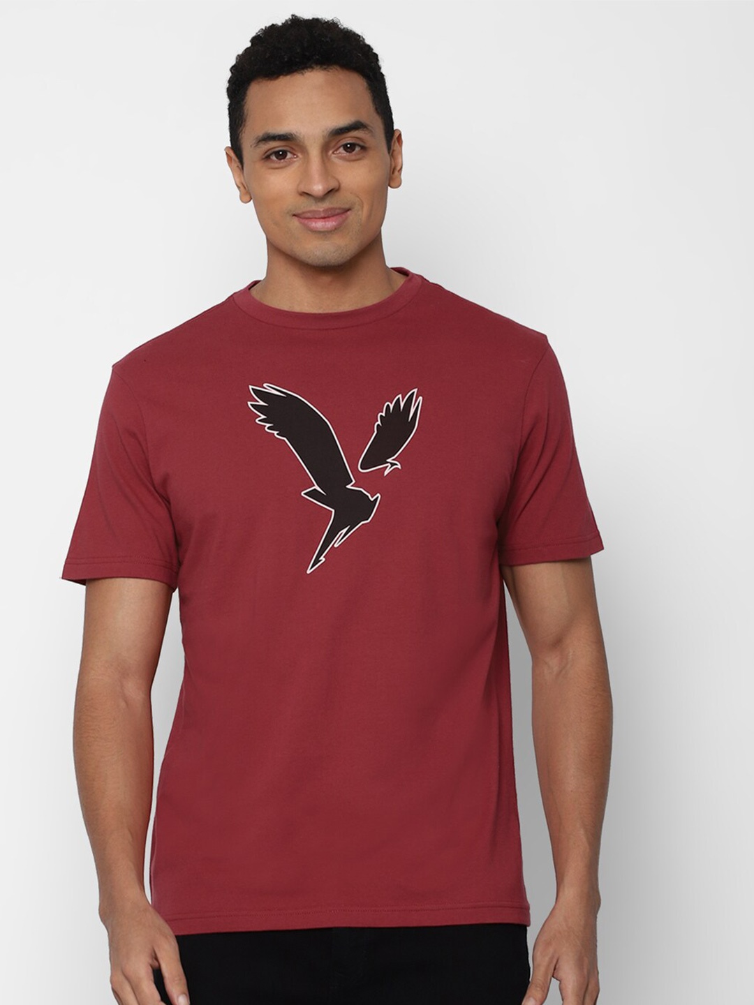 

AMERICAN EAGLE OUTFITTERS Men Mauve Graphic Printed Cotton T-shirt