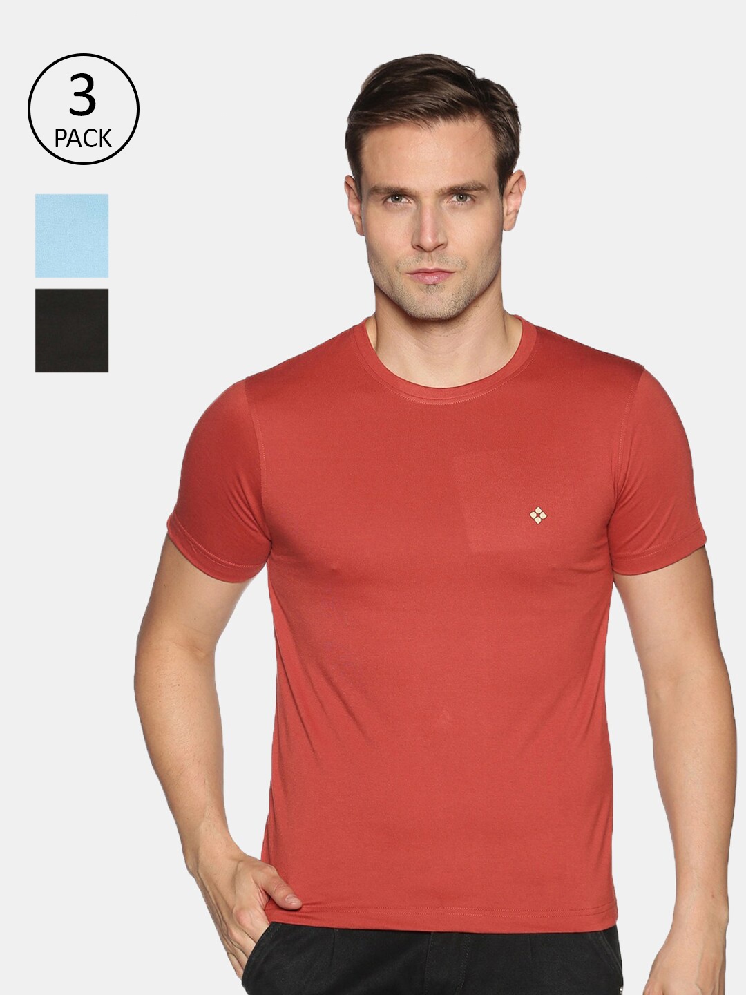 

Dollar Men Pack of 3 Cotton T-shirts, Rust