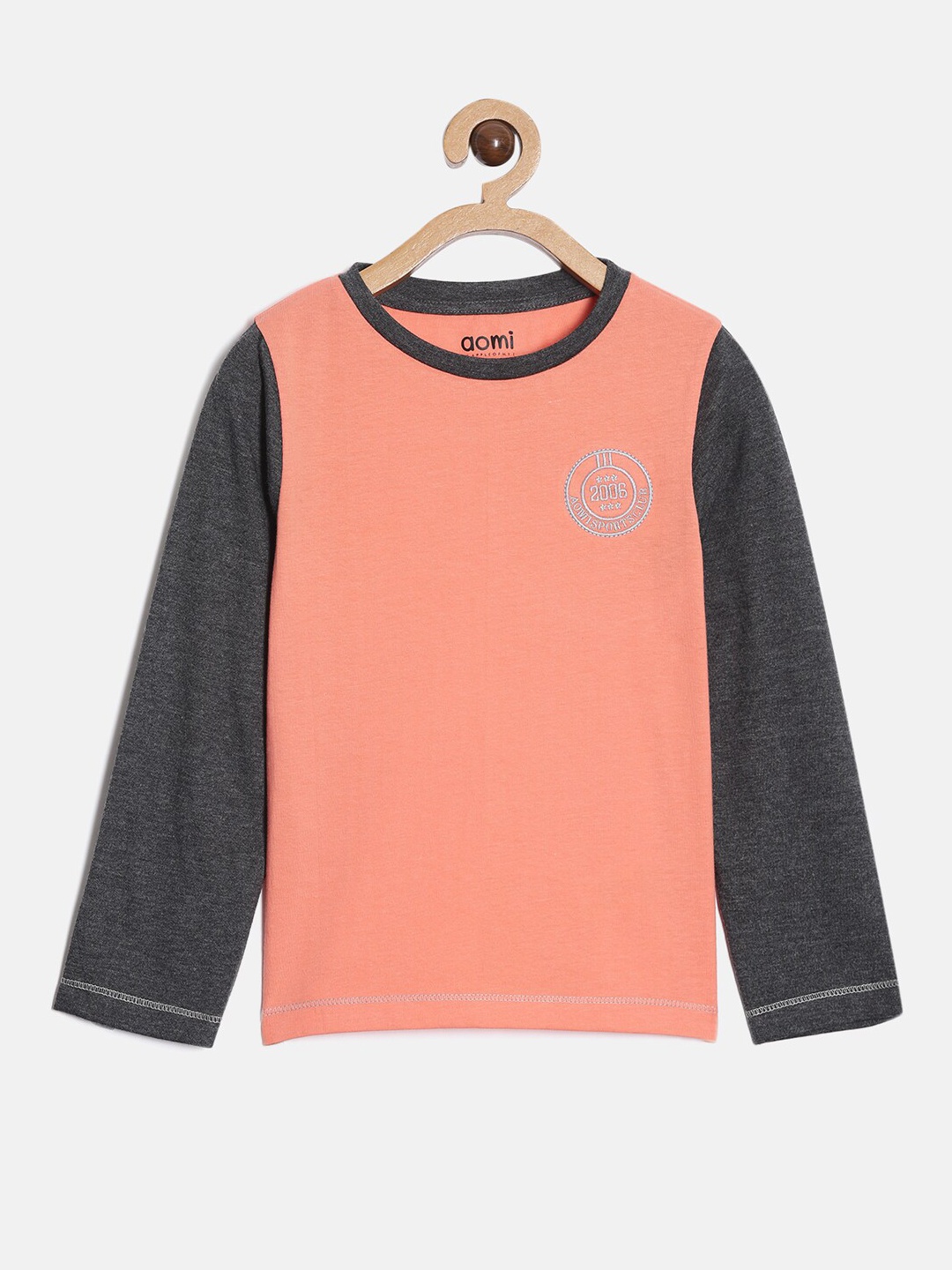 

Aomi Boys Orange & Black Colourblocked Dri-FIT T-shirt