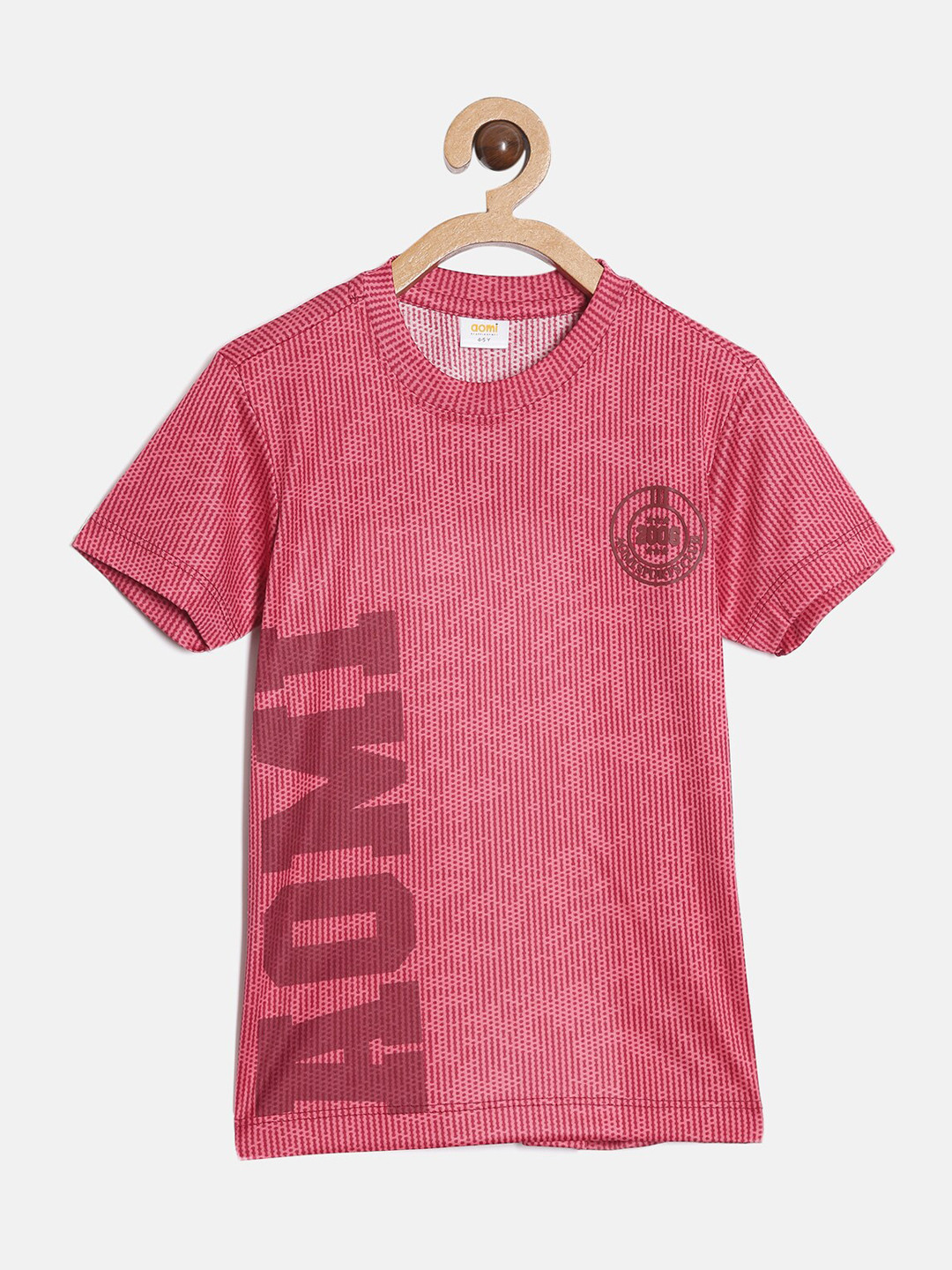 

Aomi Boys Red Typography Printed Dri-FIT T-shirt