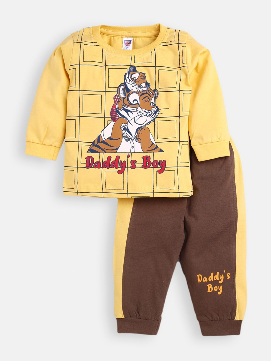 

Nottie Planet Boys Yellow & Brown Cotton Printed Co-ord Set