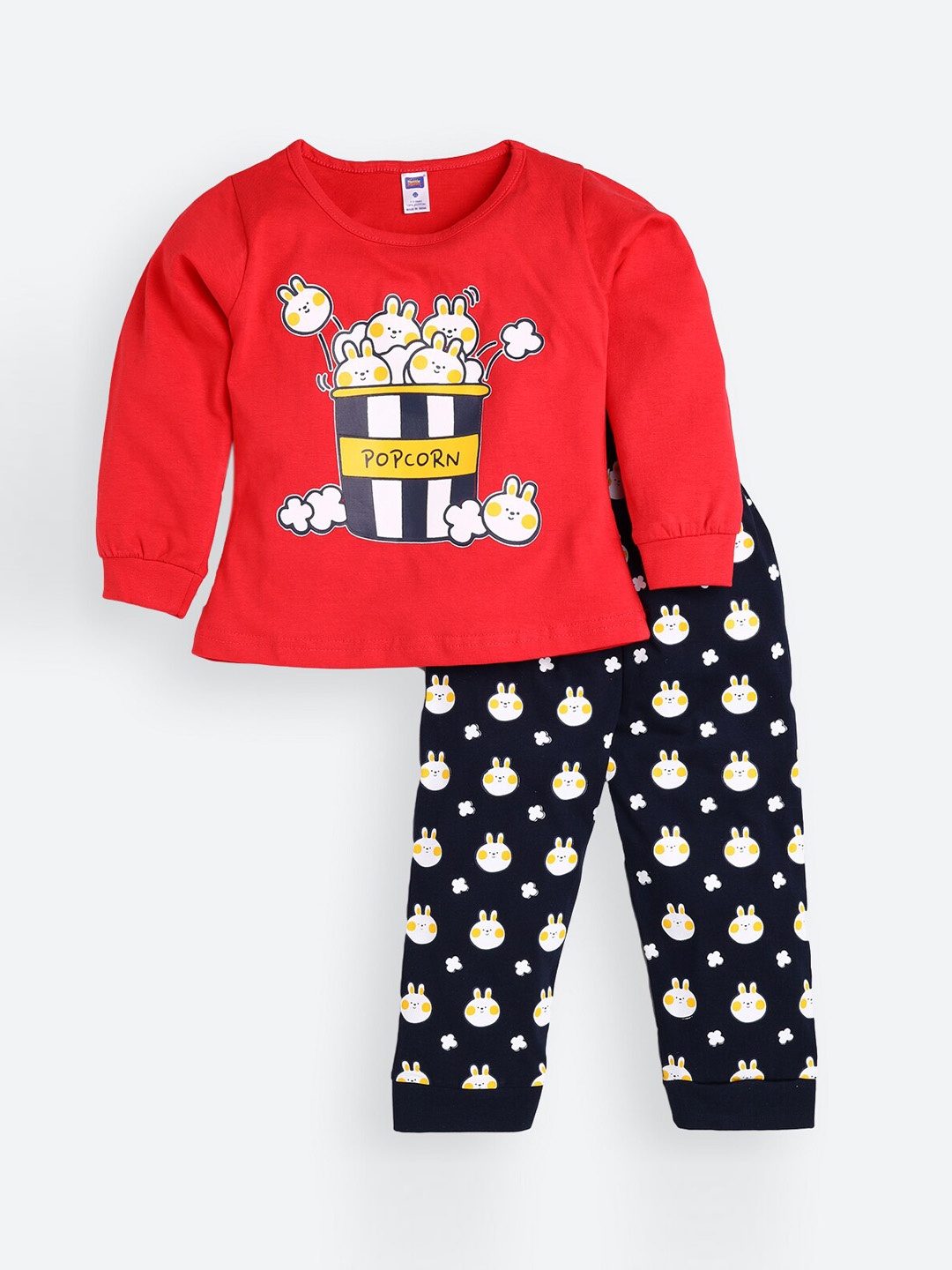 

Nottie Planet Girls Red & Black Printed Night suit