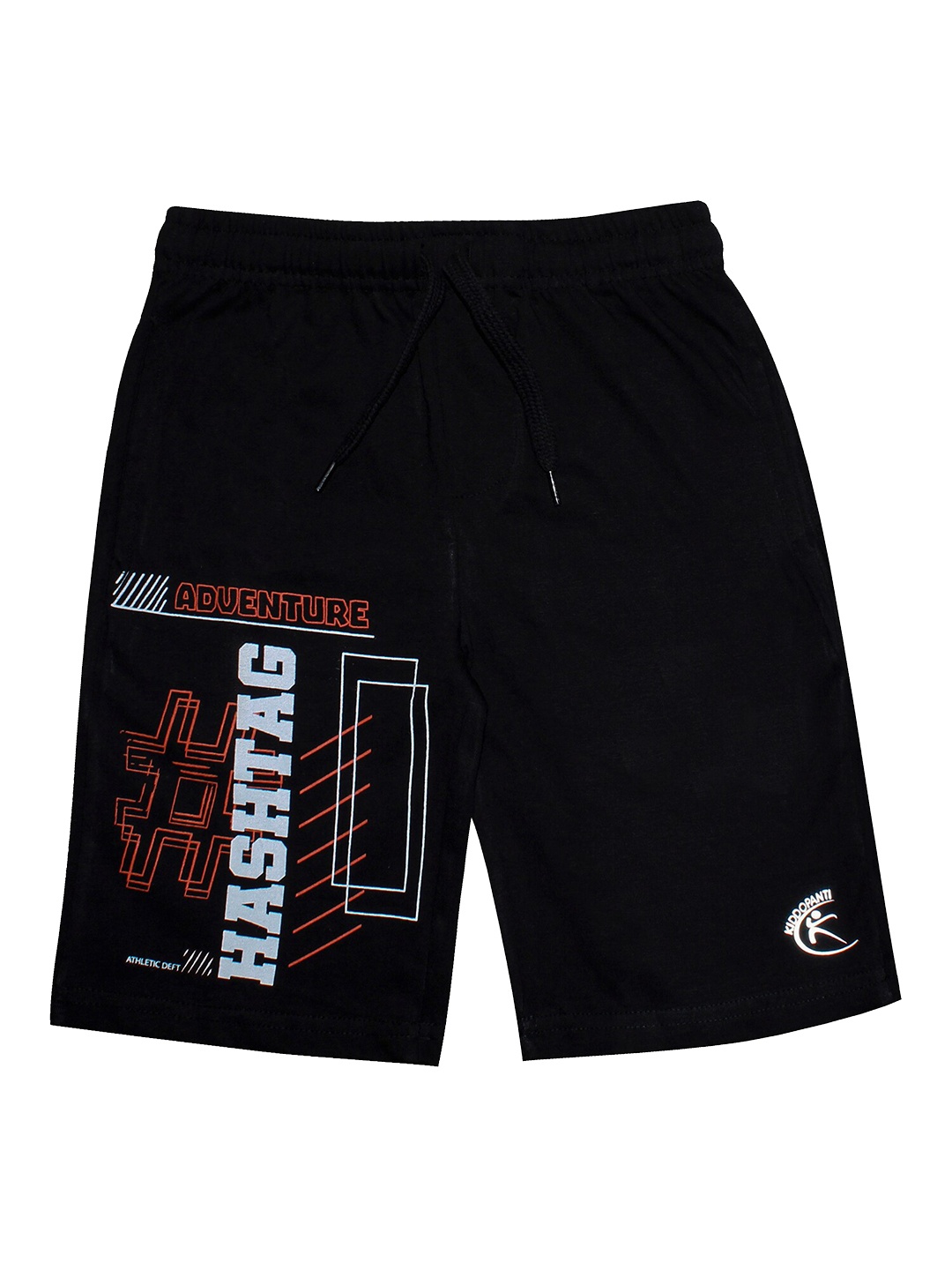 

KiddoPanti Boys Black Printed Sports Shorts