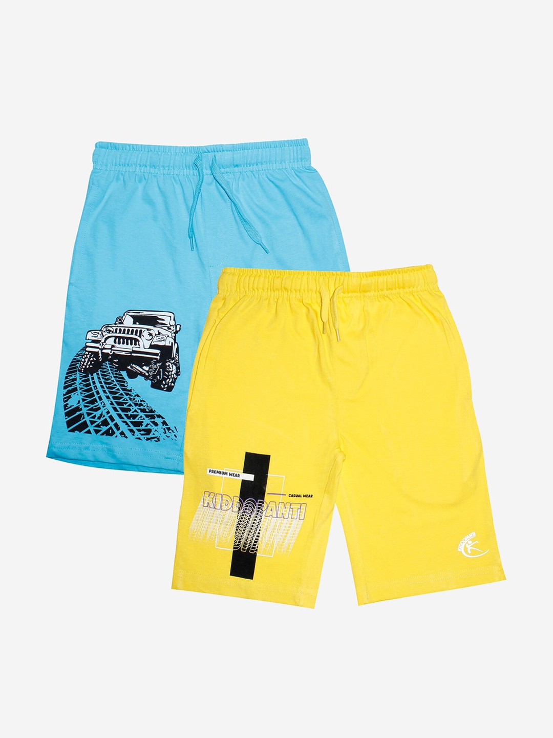 

KiddoPanti Boys Pack Of 2 Kiddopanti & Jeep Printed Sports Shorts, Yellow