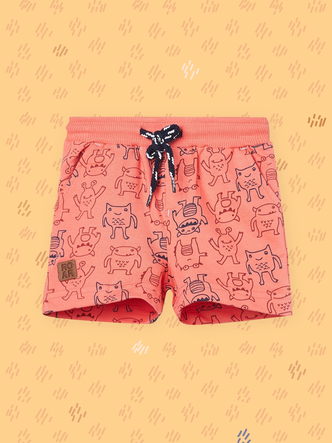 

max Boys Orange Conversational Cotton Printed Shorts