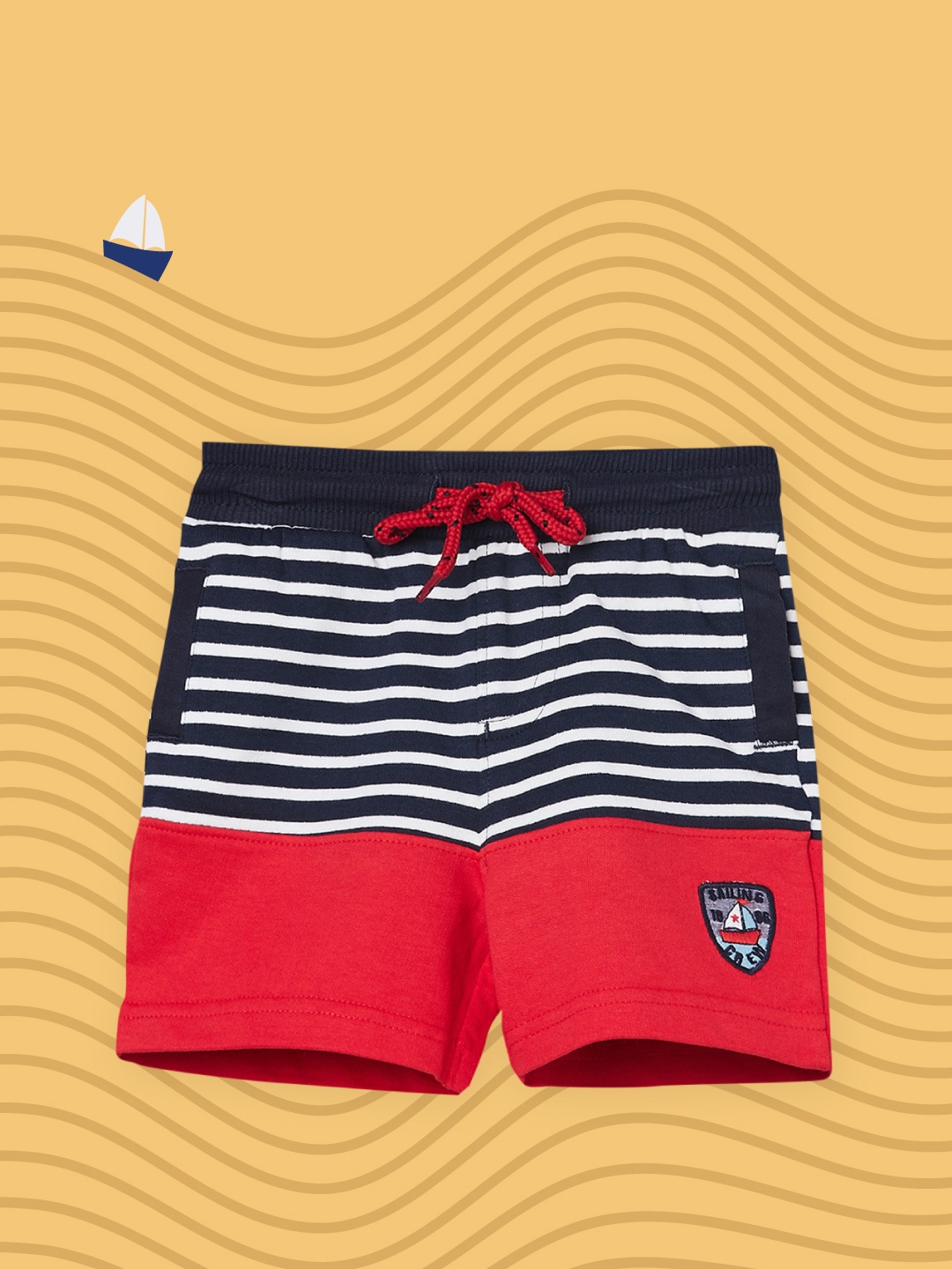 

max Boys Navy Blue Striped Shorts