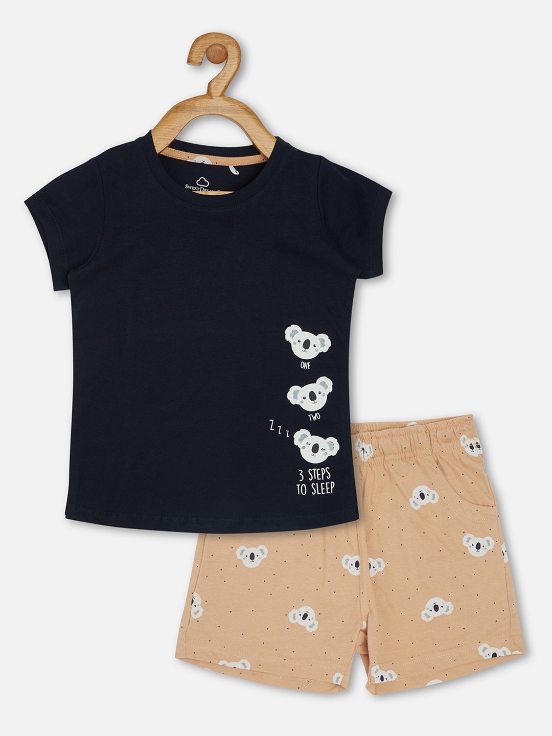 

Sweet Dreams Girls Navy Blue & Beige Night suit
