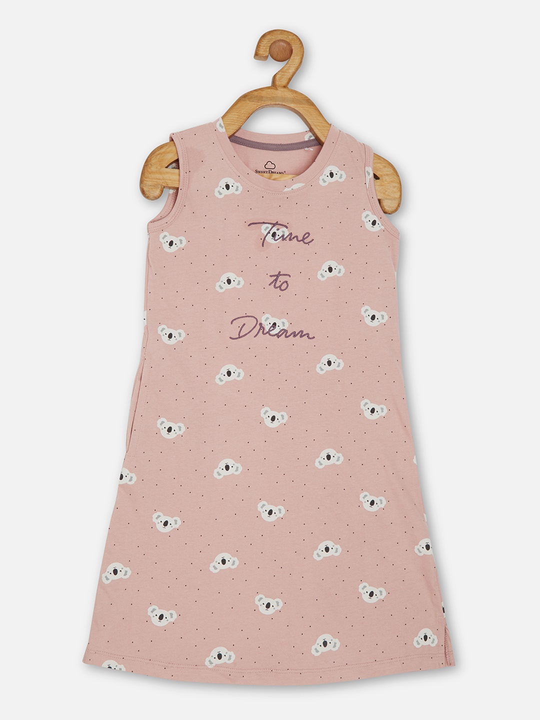 

Sweet Dreams Girls Pink Printed Nightdress