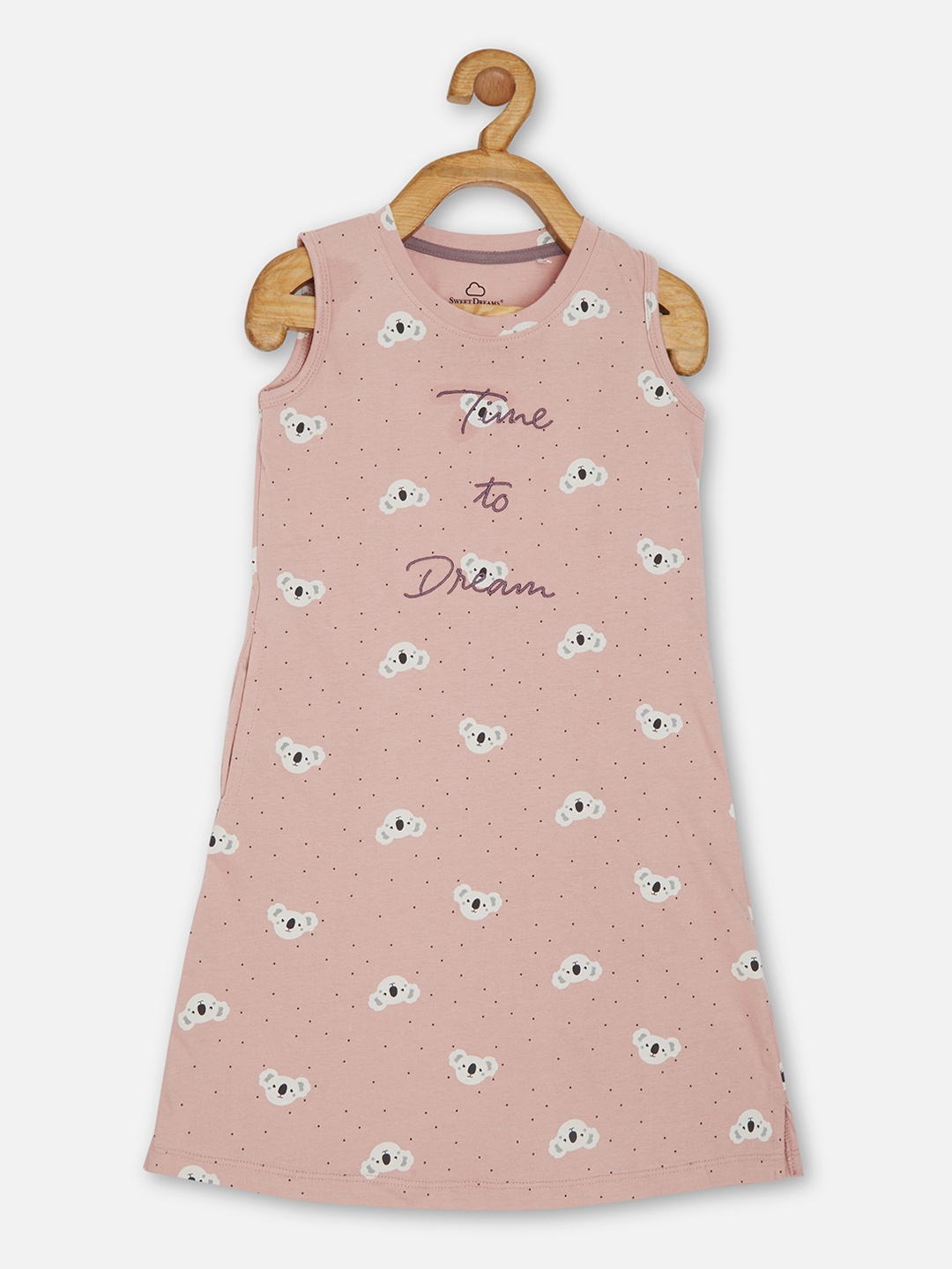 

Sweet Dreams Girls Pink Koala Printed Nightdress