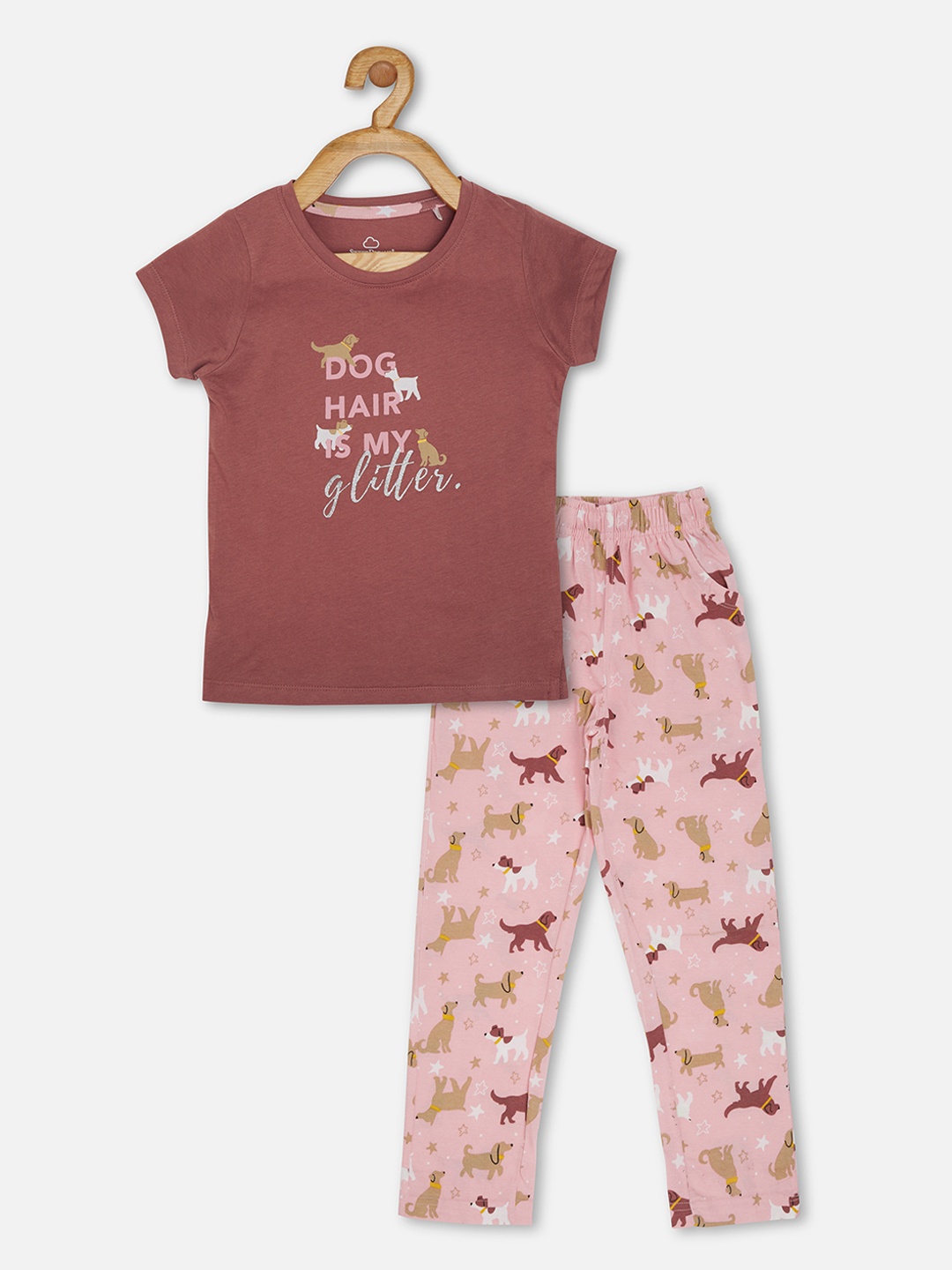 

Sweet Dreams Girls Red & Pink Night suit