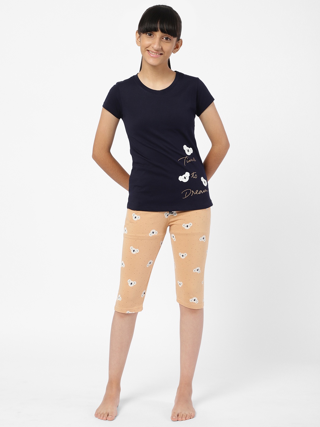 

Sweet Dreams Girls Navy Blue & Orange Night suit