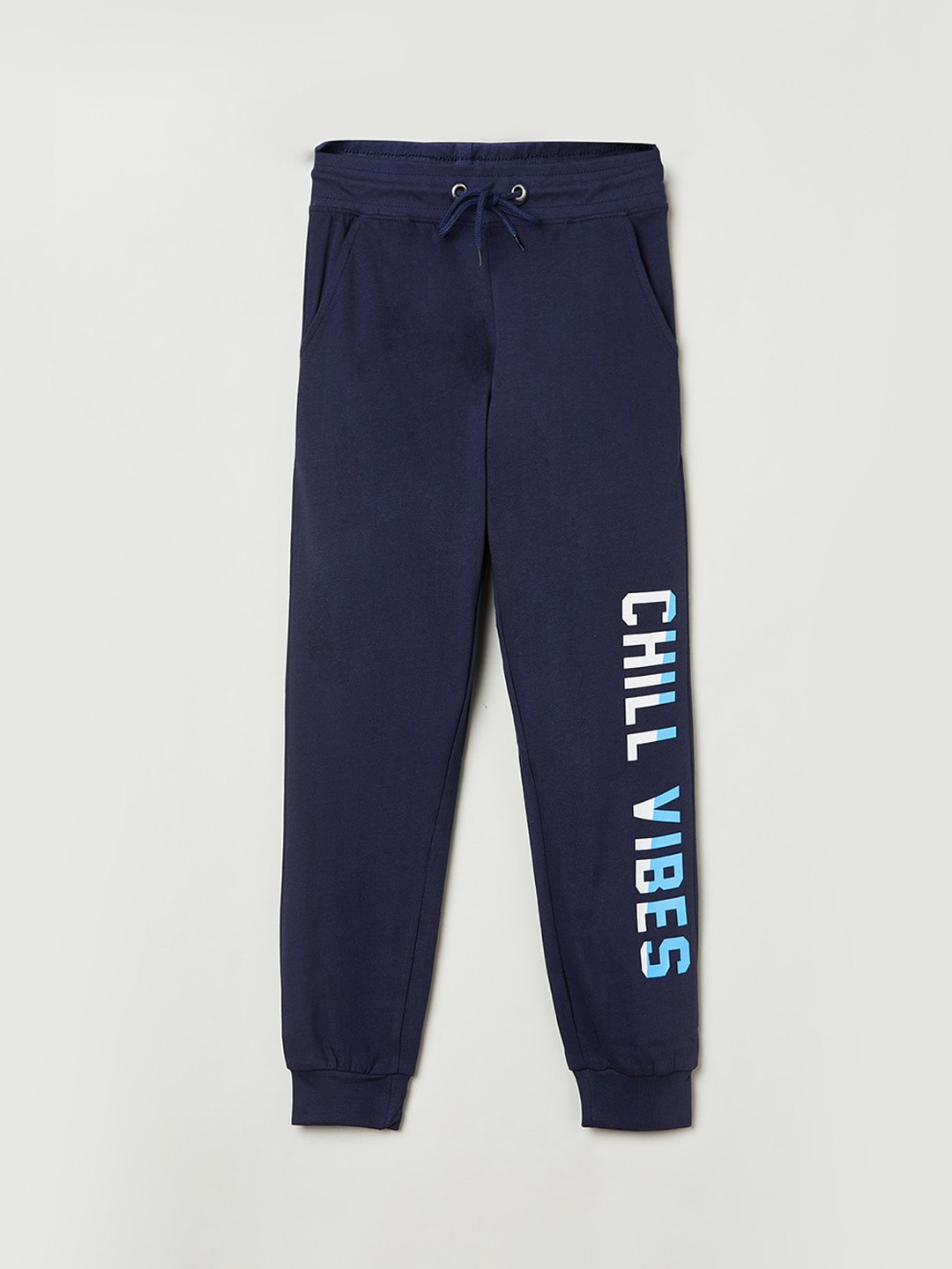 

max Boys Navy Blue Solid Pure Cotton Joggers