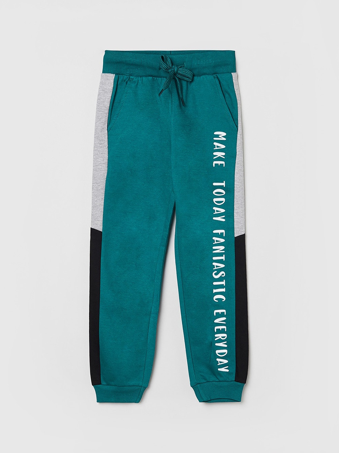 

Max Girls Teal Blue Printed Pure Cotton Joggers