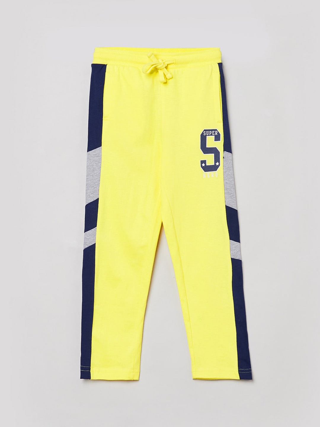 

max Boys Yellow & Blue Colorblocked Track Pants