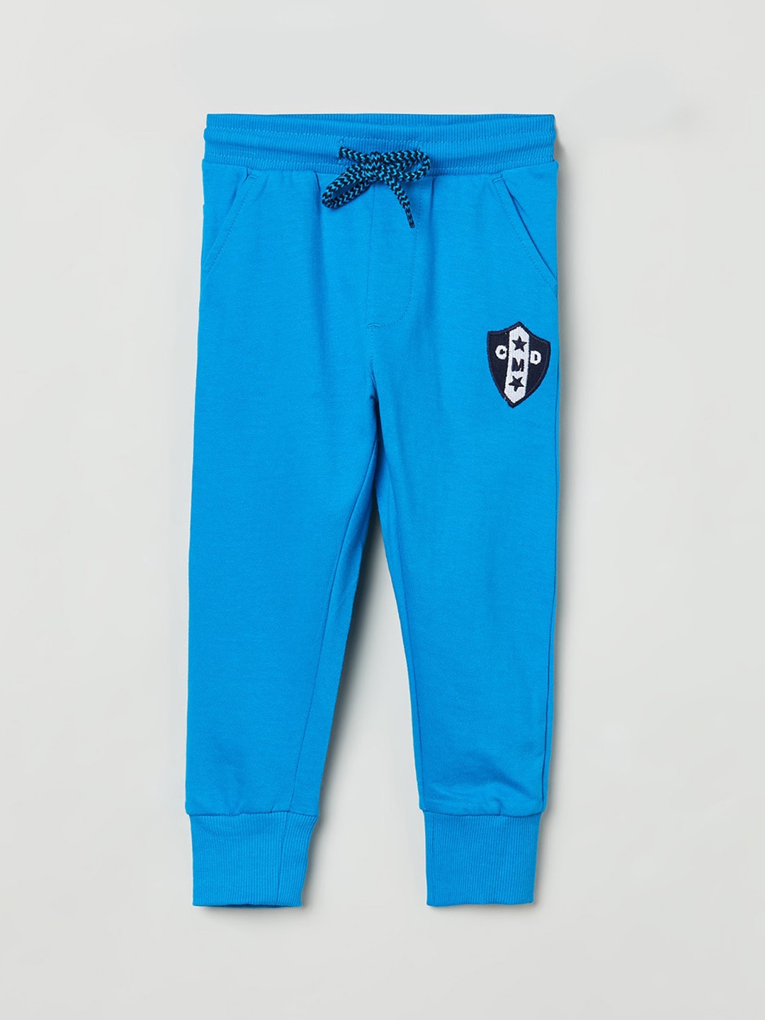 

max Boys Blue Solid Pure Cotton Joggers