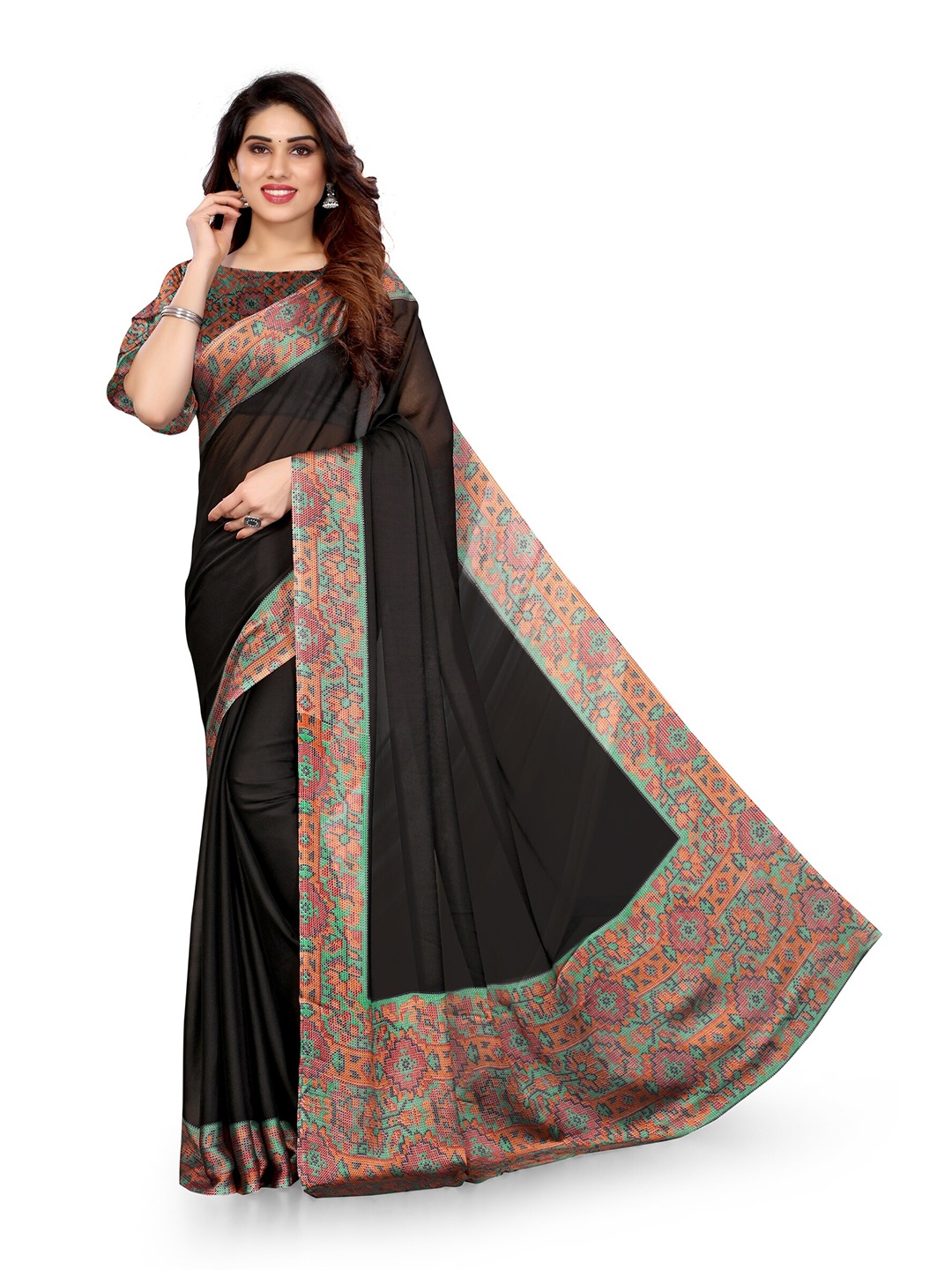 

KALINI Black & Multicoloured Saree