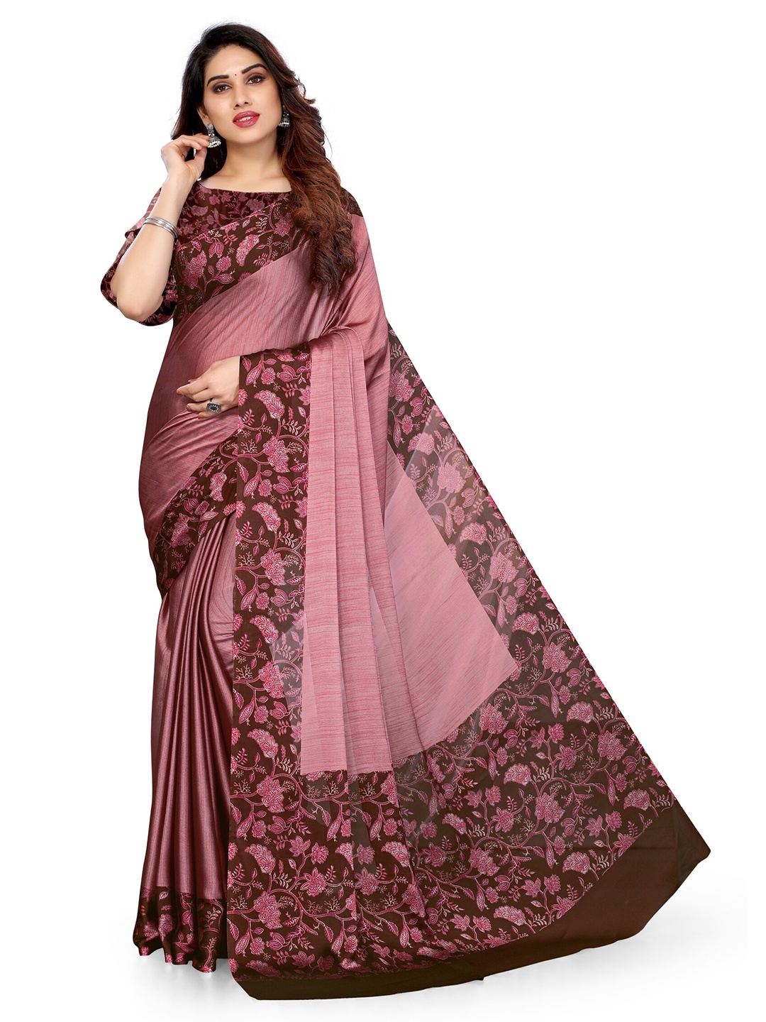 

KALINI Pink & Maroon Bagh Chiffon Saree