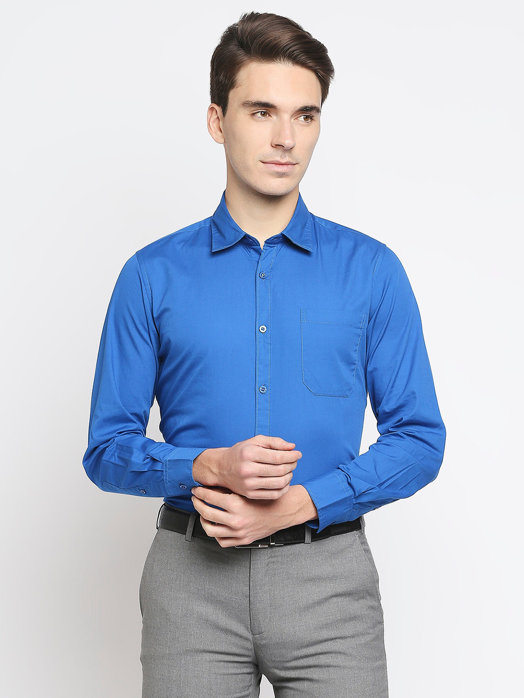 

Solemio Men Blue Formal Shirt