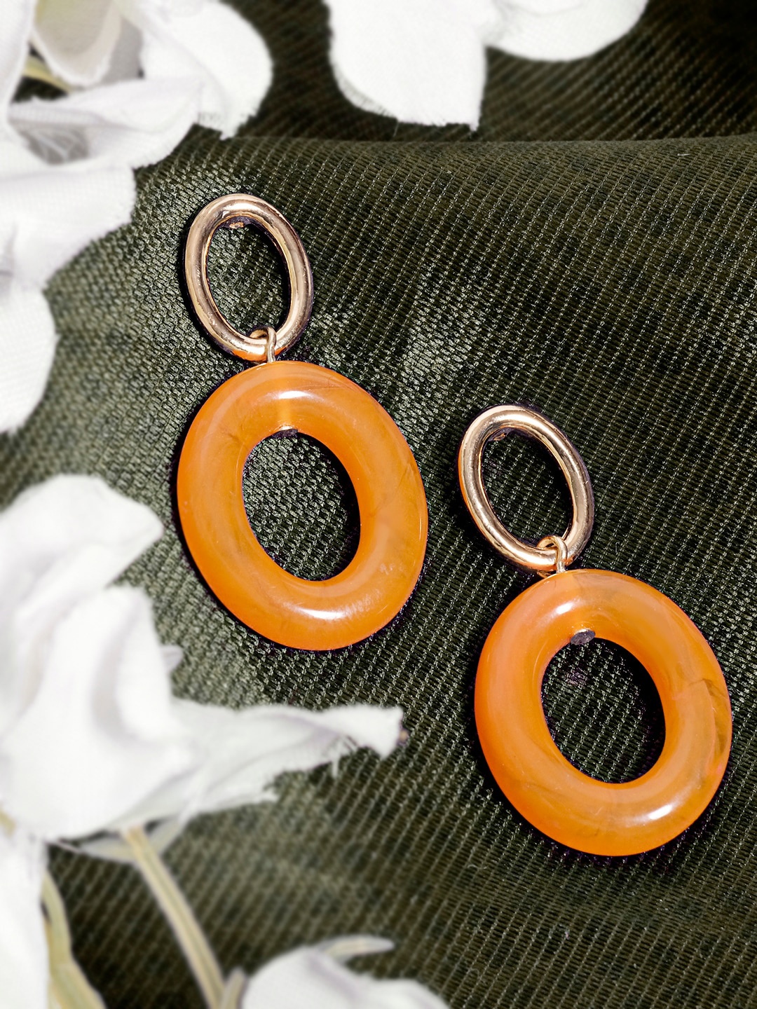 

Lilly & sparkle Orange Gold-Plated Contemporary Drop Earrings